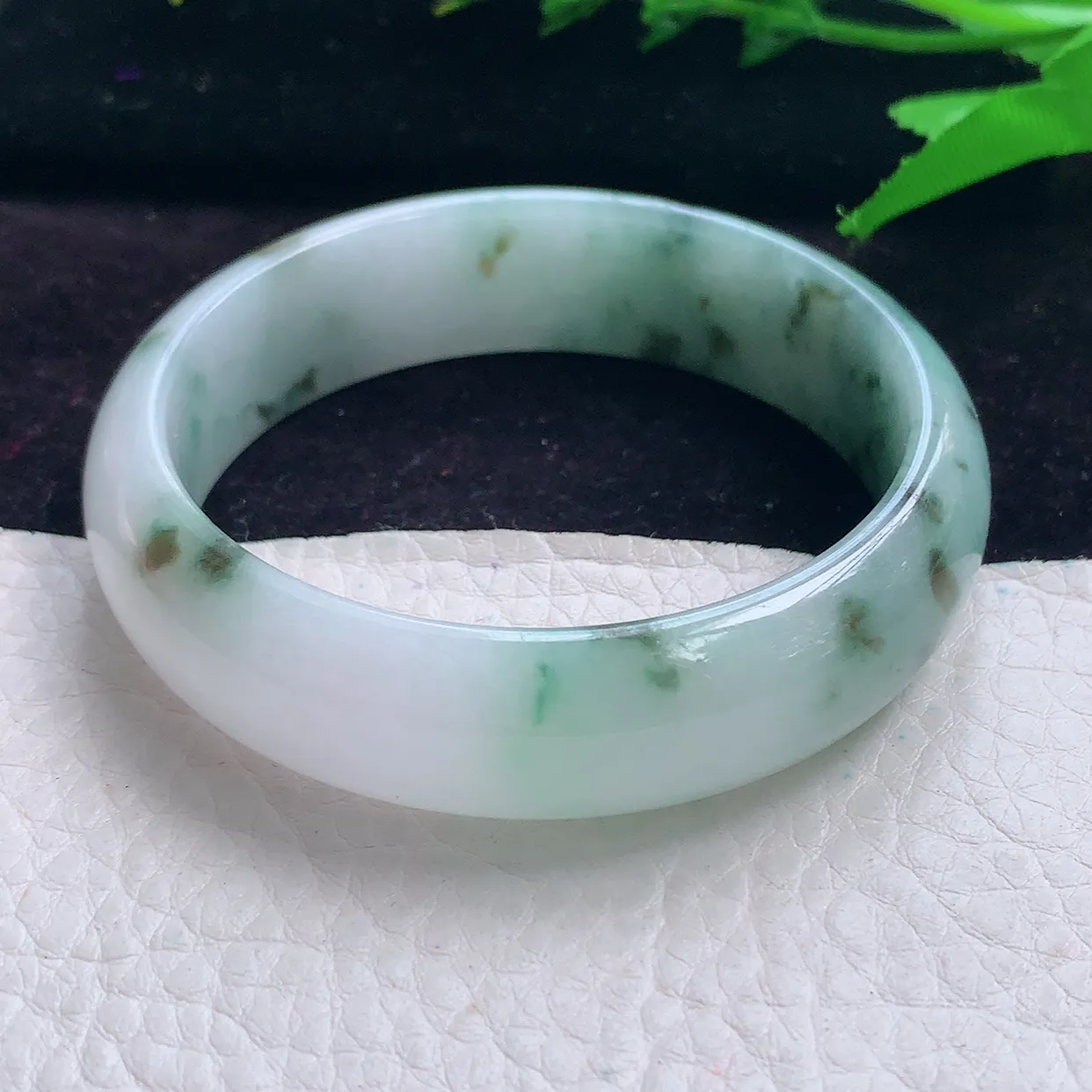 pj实拍55*15.6*6.8轮胎镯 飘花正圈平安镯 缅甸翡翠玉手镯 珠宝宽边玉手环