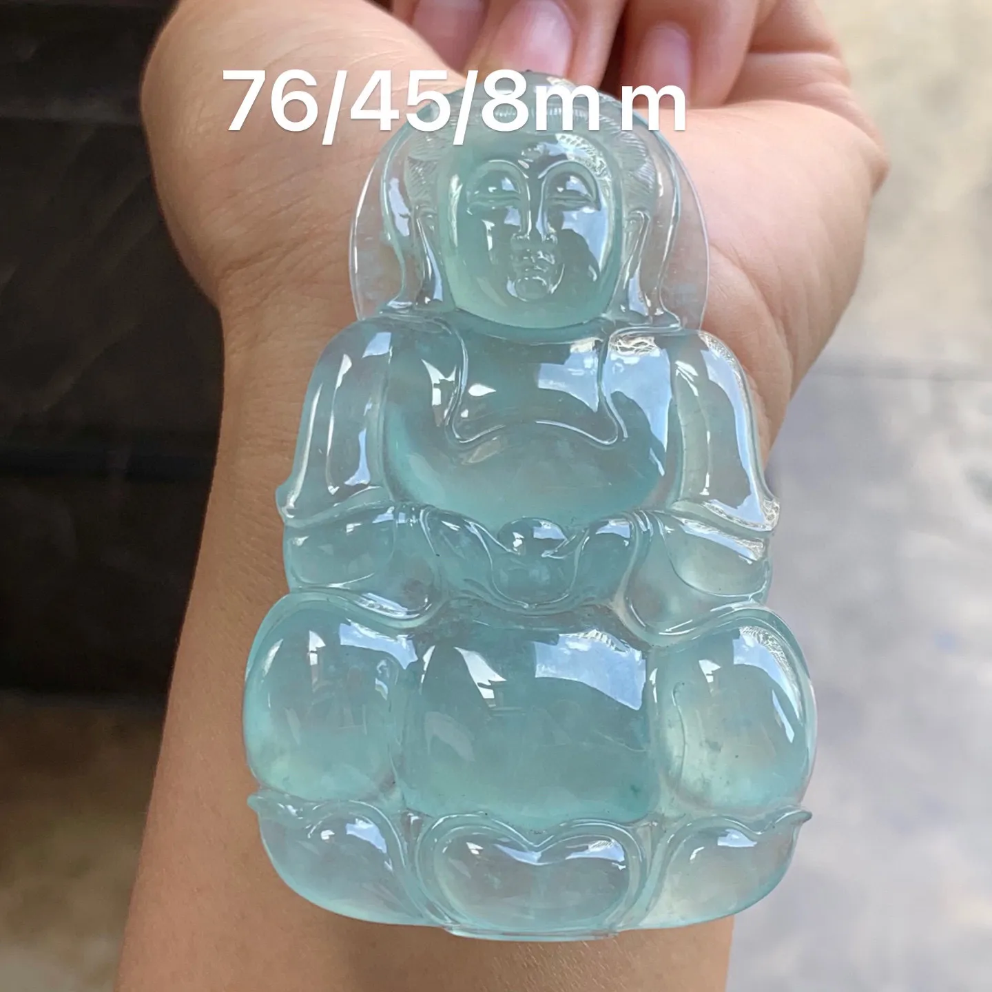 冰种晴水大观音 水润冰透 底色漂亮 品相短暂 大气