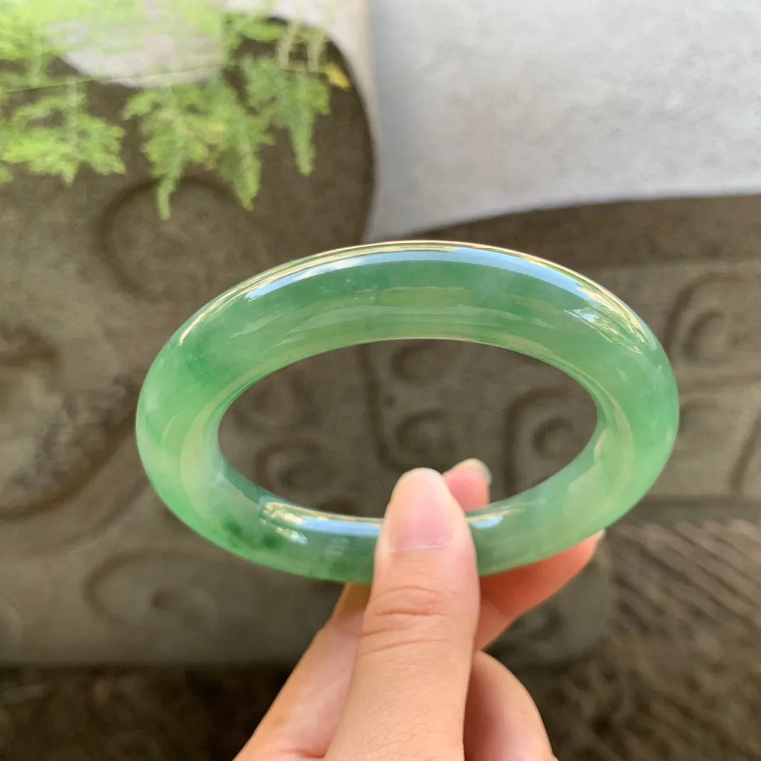 圈口 57-11.7【芙蓉绿圆条手镯】圆条57 58可戴