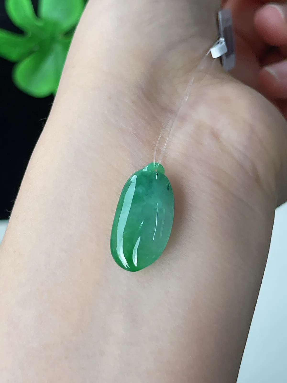翡翠冰糯种飘绿福瓜