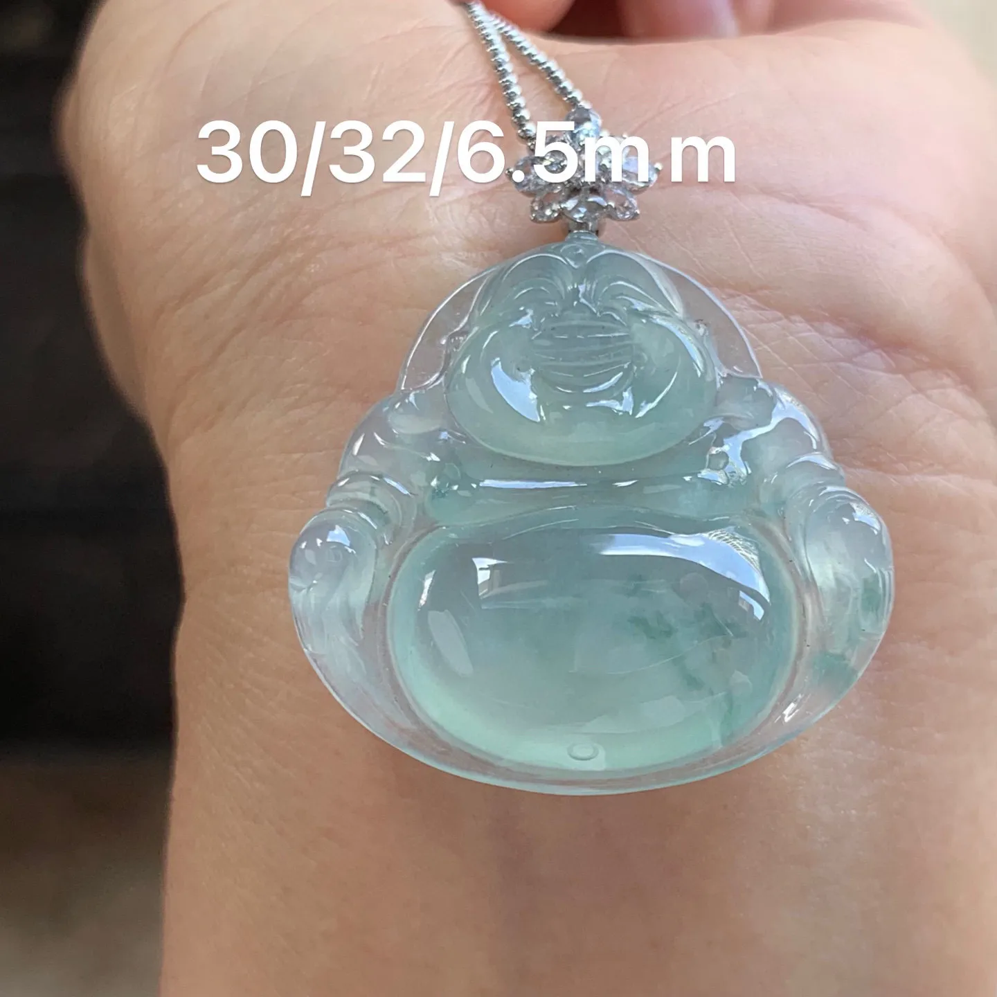 冰种飘花佛公 配金扣