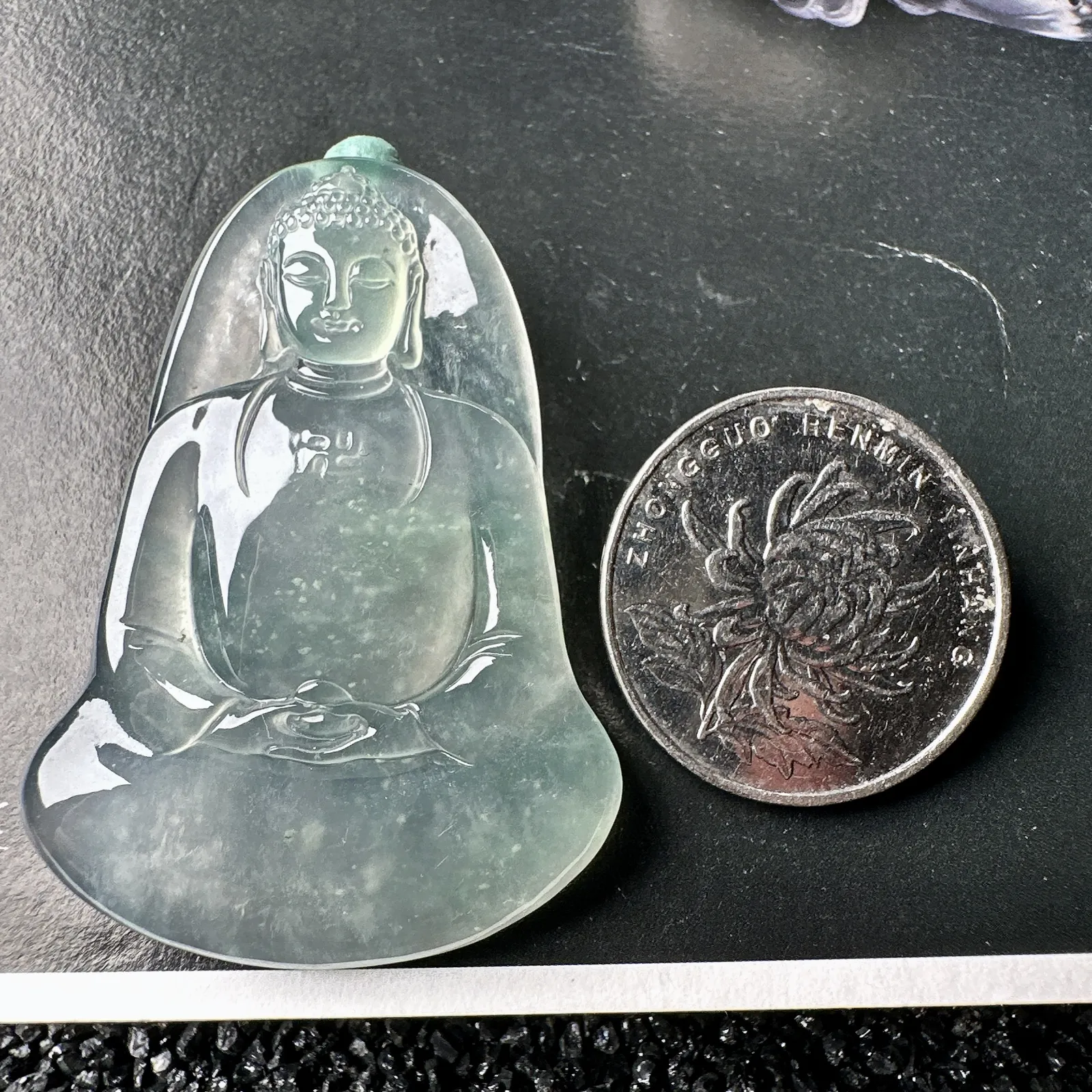 【冰种大日如来佛】老坑雪花棉，质地细腻，通透度上佳，冰感十足。