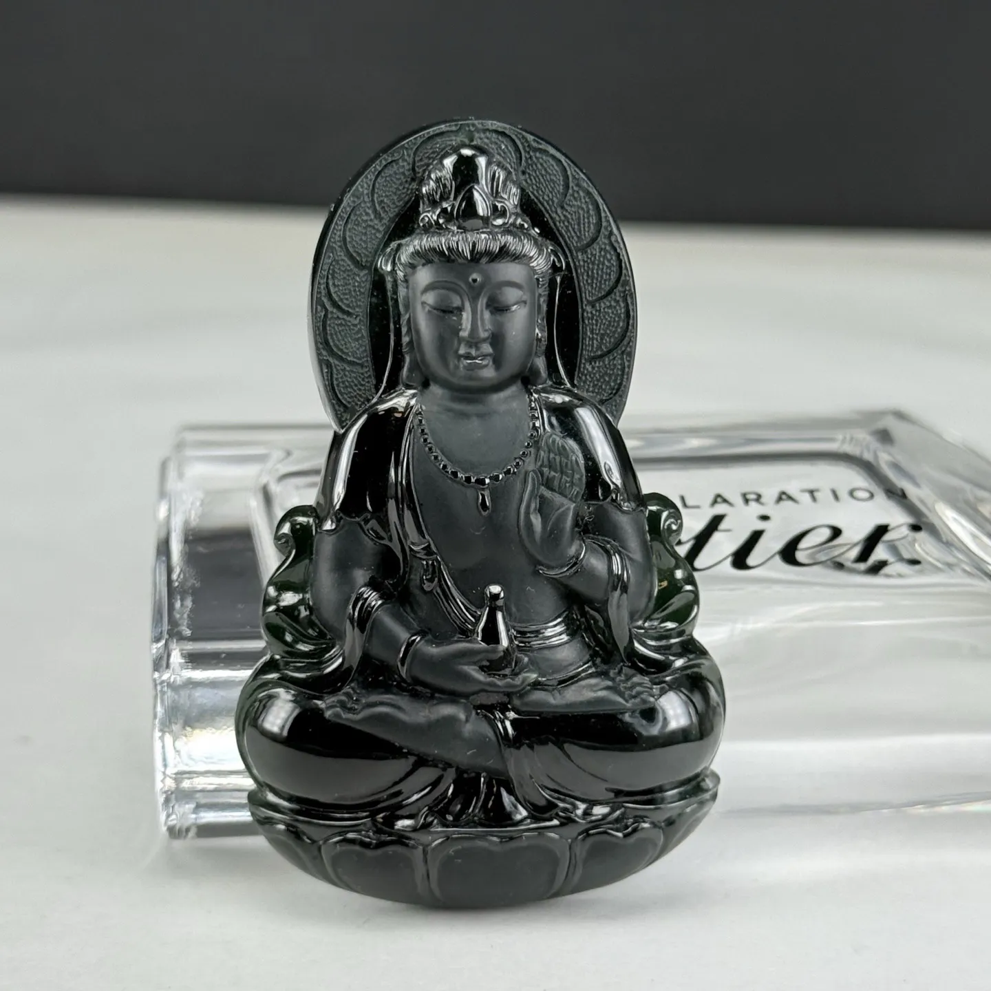精品墨翠观音 种好色正 黑度极好 打灯通透 油性十足