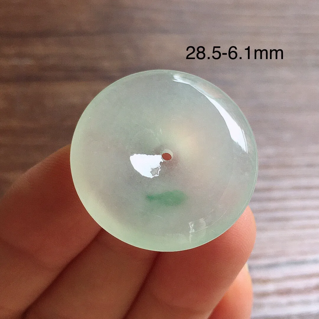 冰飘花平安扣，冰润光泽，玉质细腻，种水足 尺寸28.5*6.1