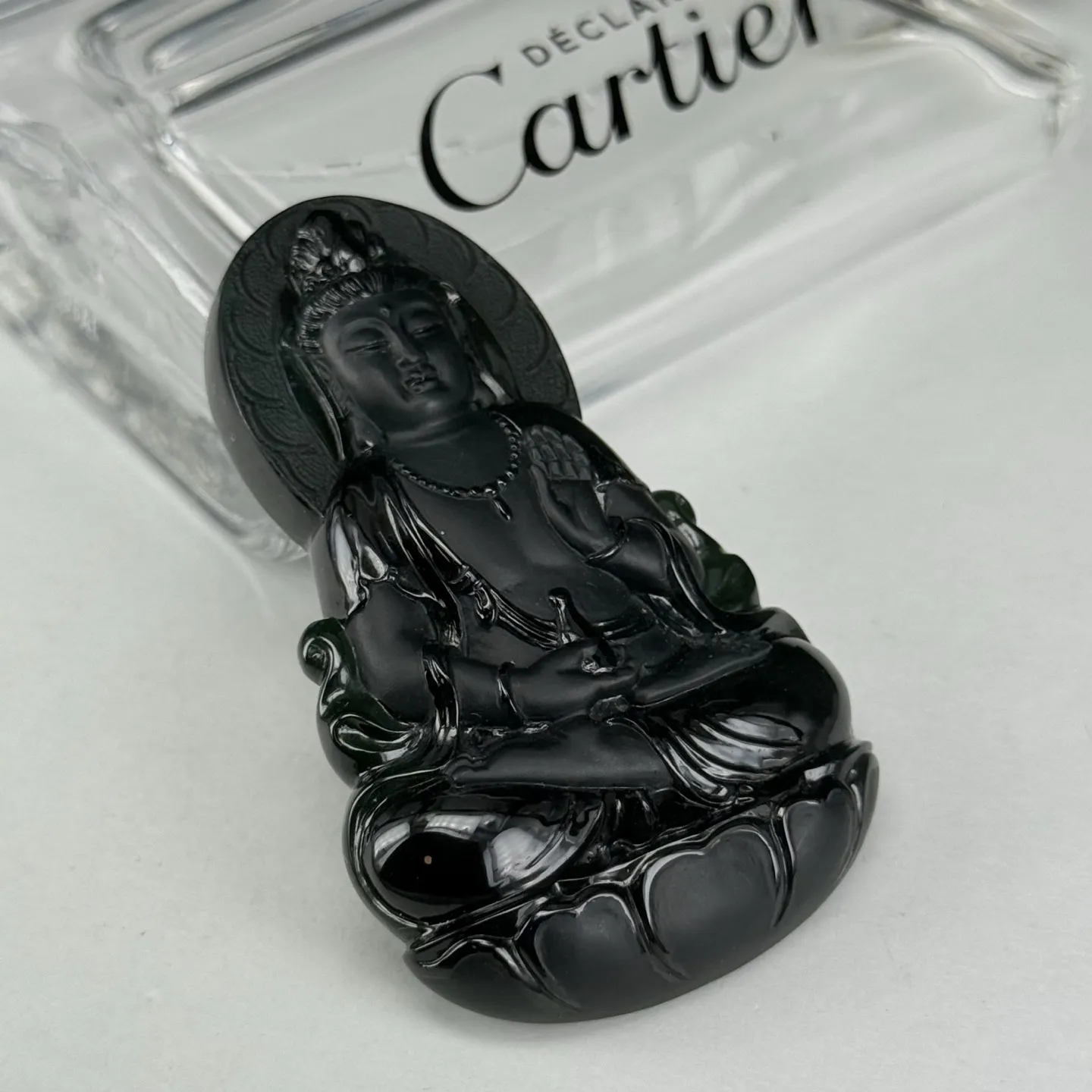 精品墨翠观音 种好色正 黑度极好 打灯通透 油性十足