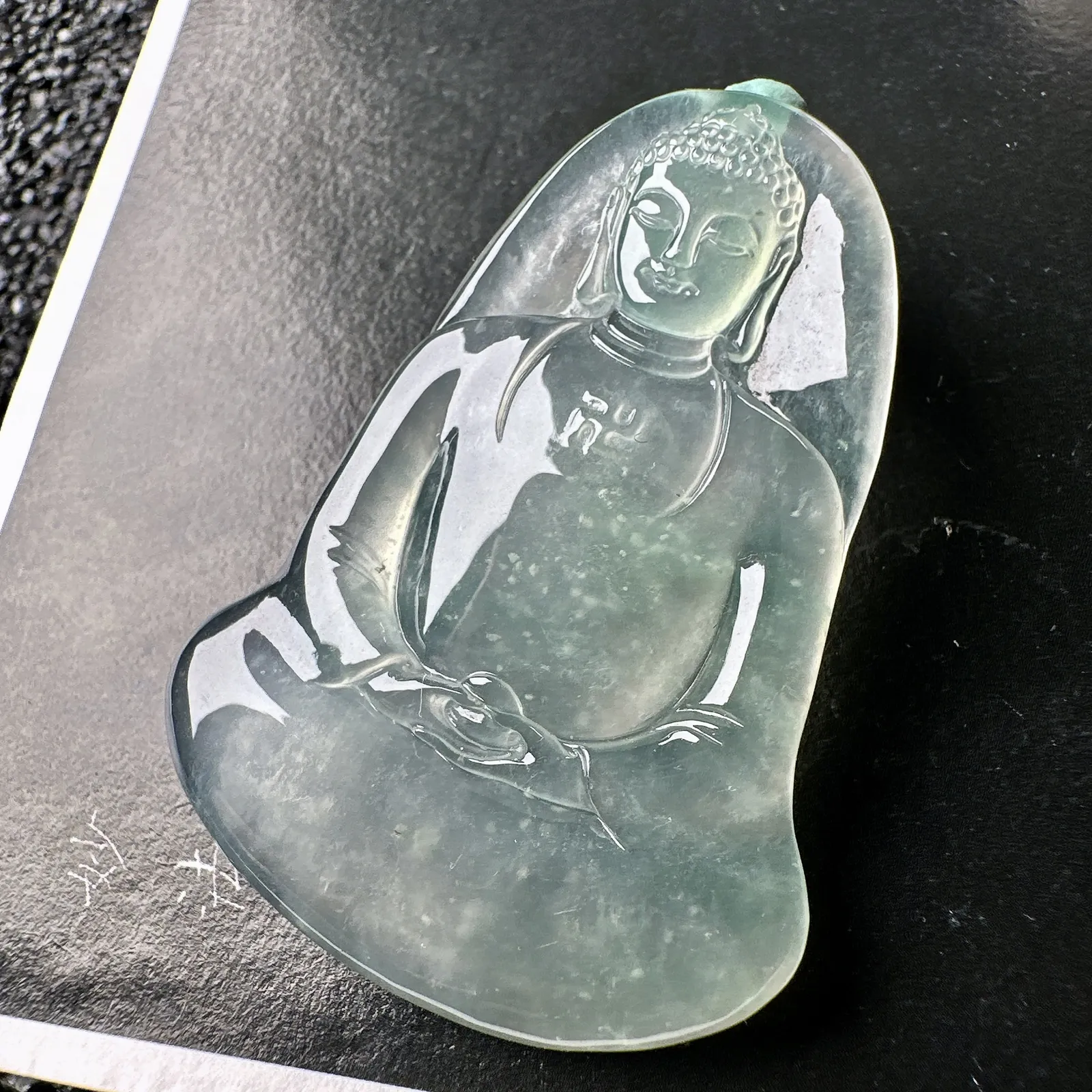 【冰种大日如来佛】老坑雪花棉，质地细腻，通透度上佳，冰感十足。