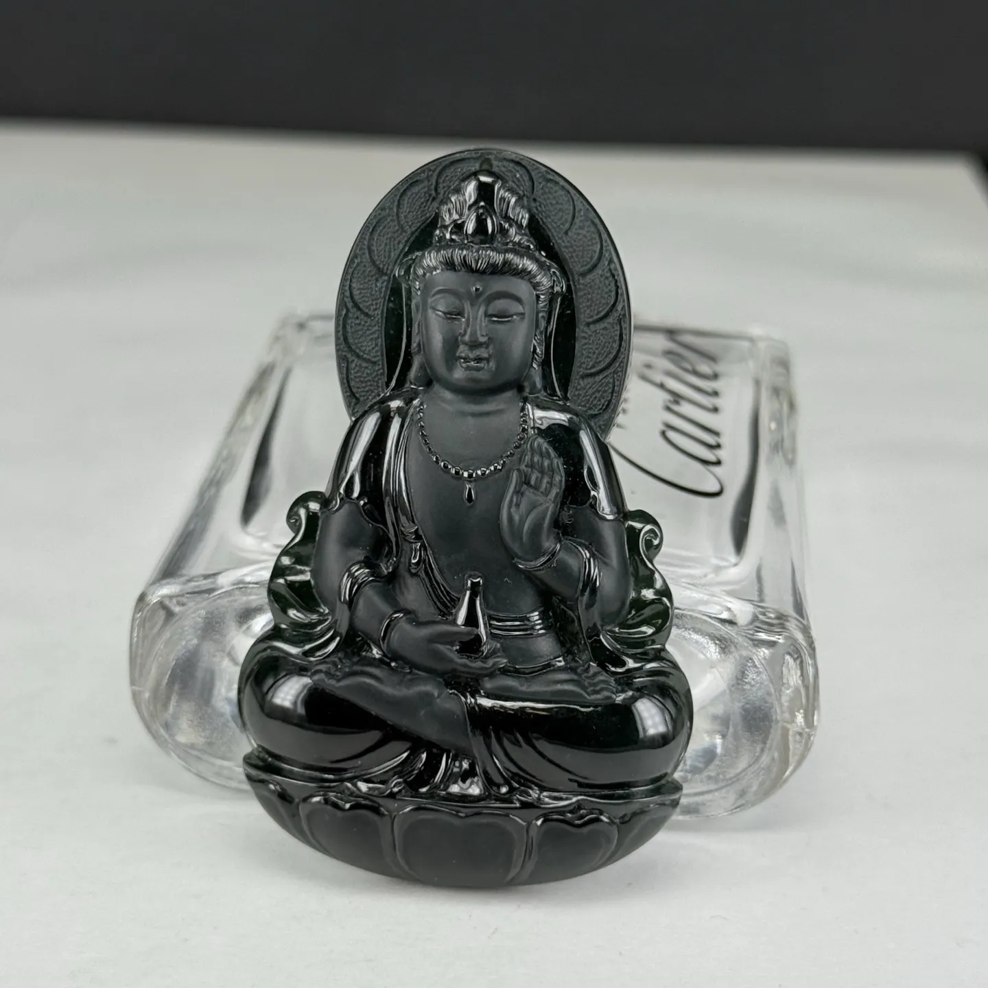 精品墨翠观音 种好色正 黑度极好 打灯通透 油性十足