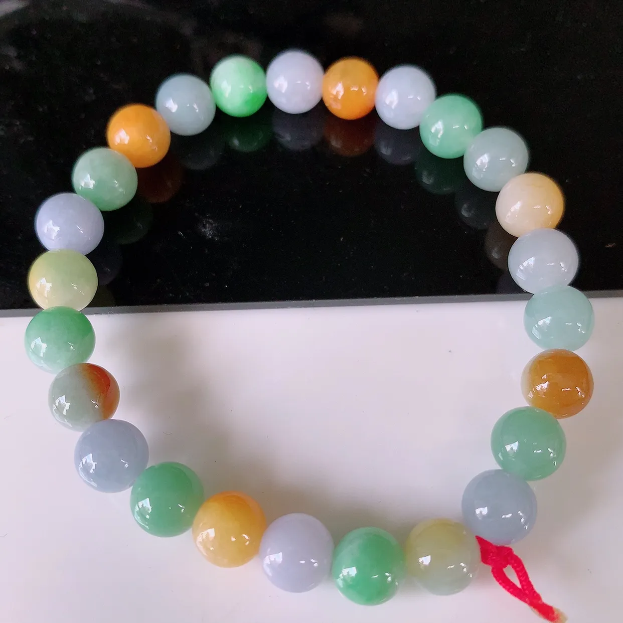自然光实拍，冰润多彩翡翠手串手链，糖果手链，种老水足，冰清玉润  颜色漂亮  # 46.6取一尺寸7.5