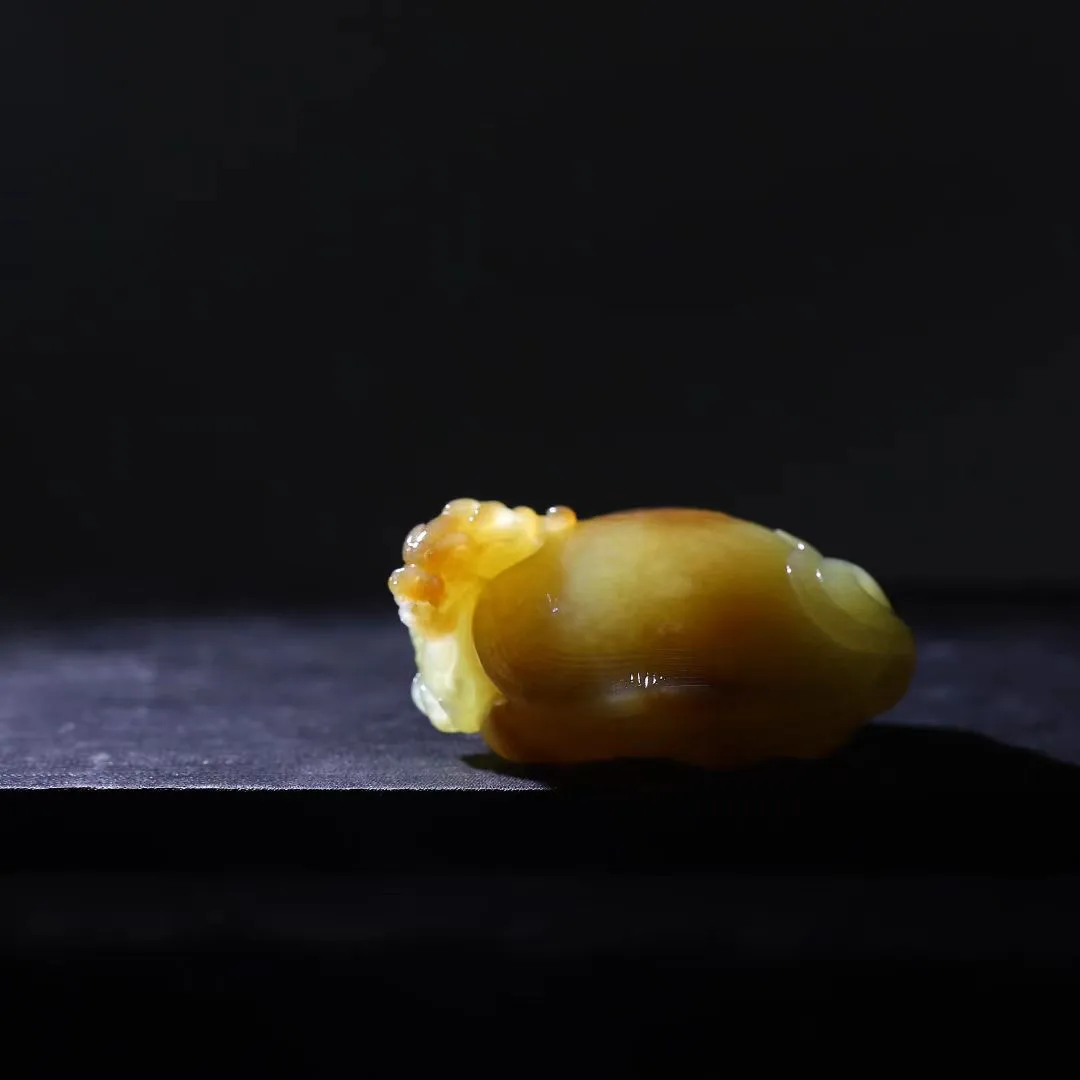 【龙龟】精致的‮款一‬黄口龙龟把件，玉质油‮，润‬结构紧致，形‮饱制‬满圆润，寓‮富意‬贵长寿，56-42-27mm，91.5g