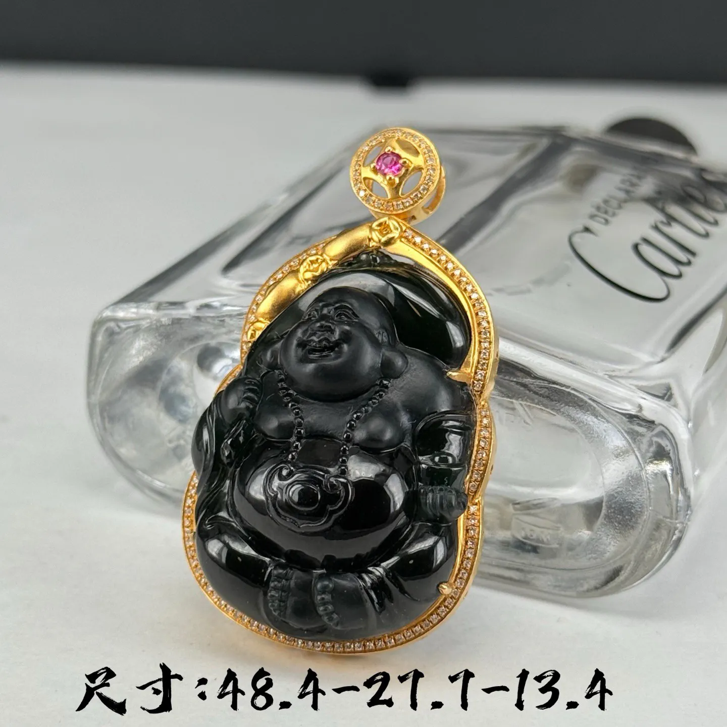 墨翠逍遥佛 种好色正 黑度极好 打灯通透 油性十足