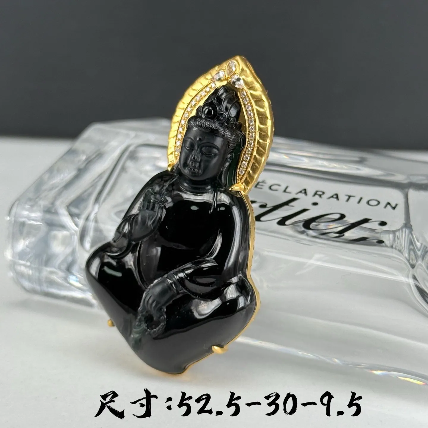 精品18k墨翠观音 种好色正 黑度极好 打灯通透 油性十足