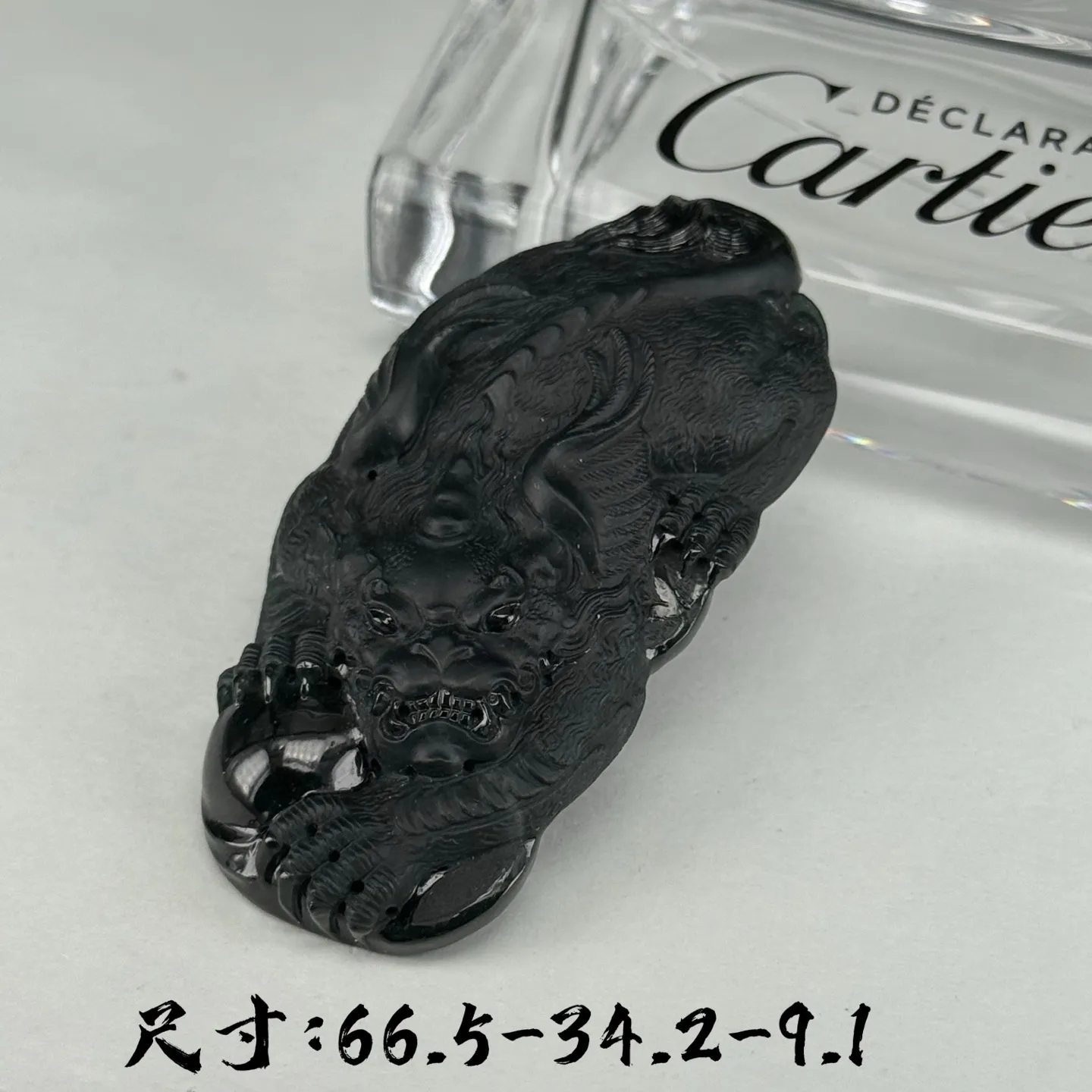 精品墨翠飞天貔貅 种好色正 黑度极好 打灯通透 油性十足