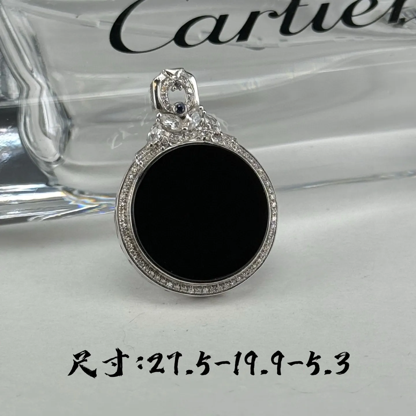 精品墨翠圆片吊坠 种好色正 黑度极好 打灯通透 油性十足 尺寸27.5