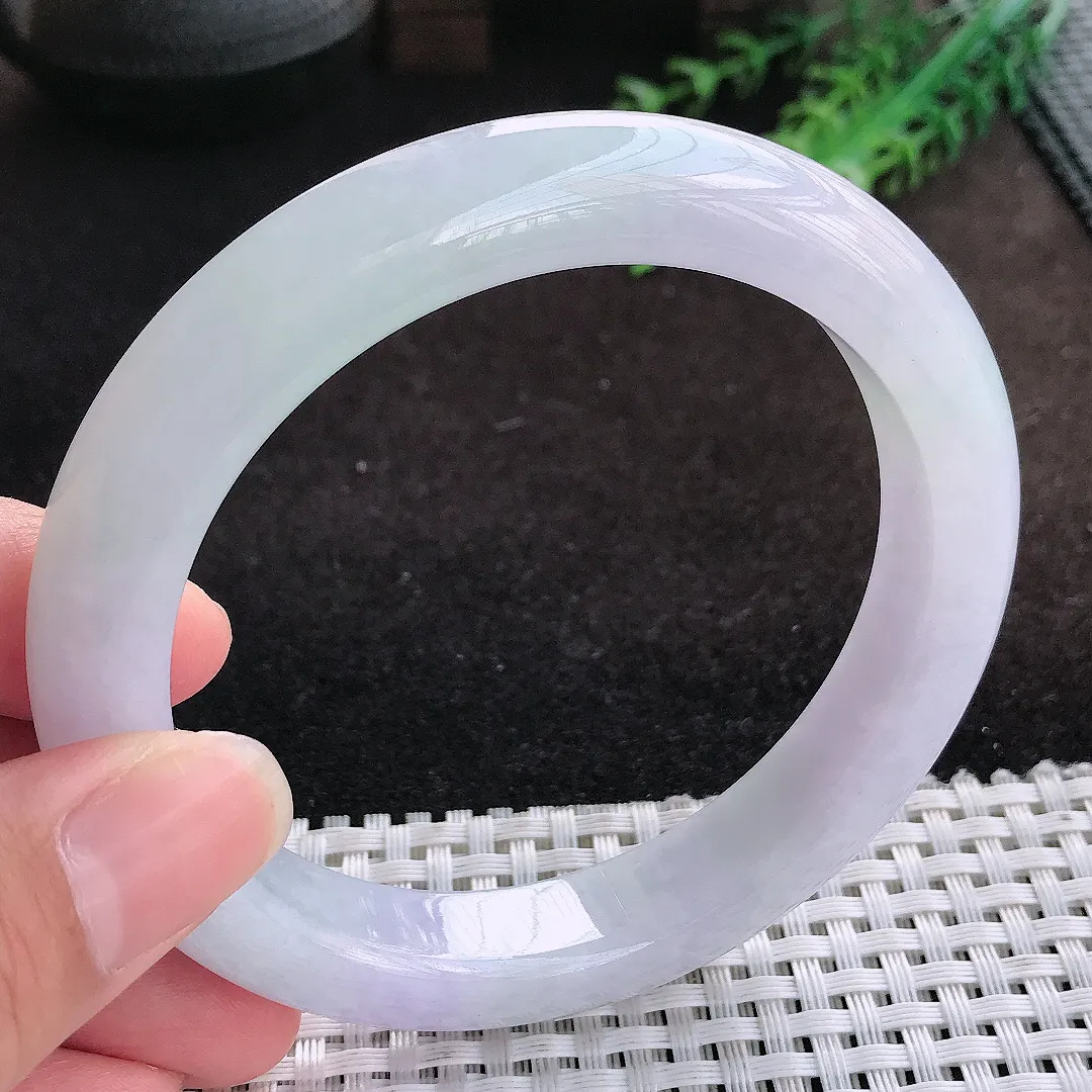 自然光62.5/12.1/9.6大圈口老坑冰润水灵紫罗兰大圈口手镯缅甸翡翠宽边玉镯手环