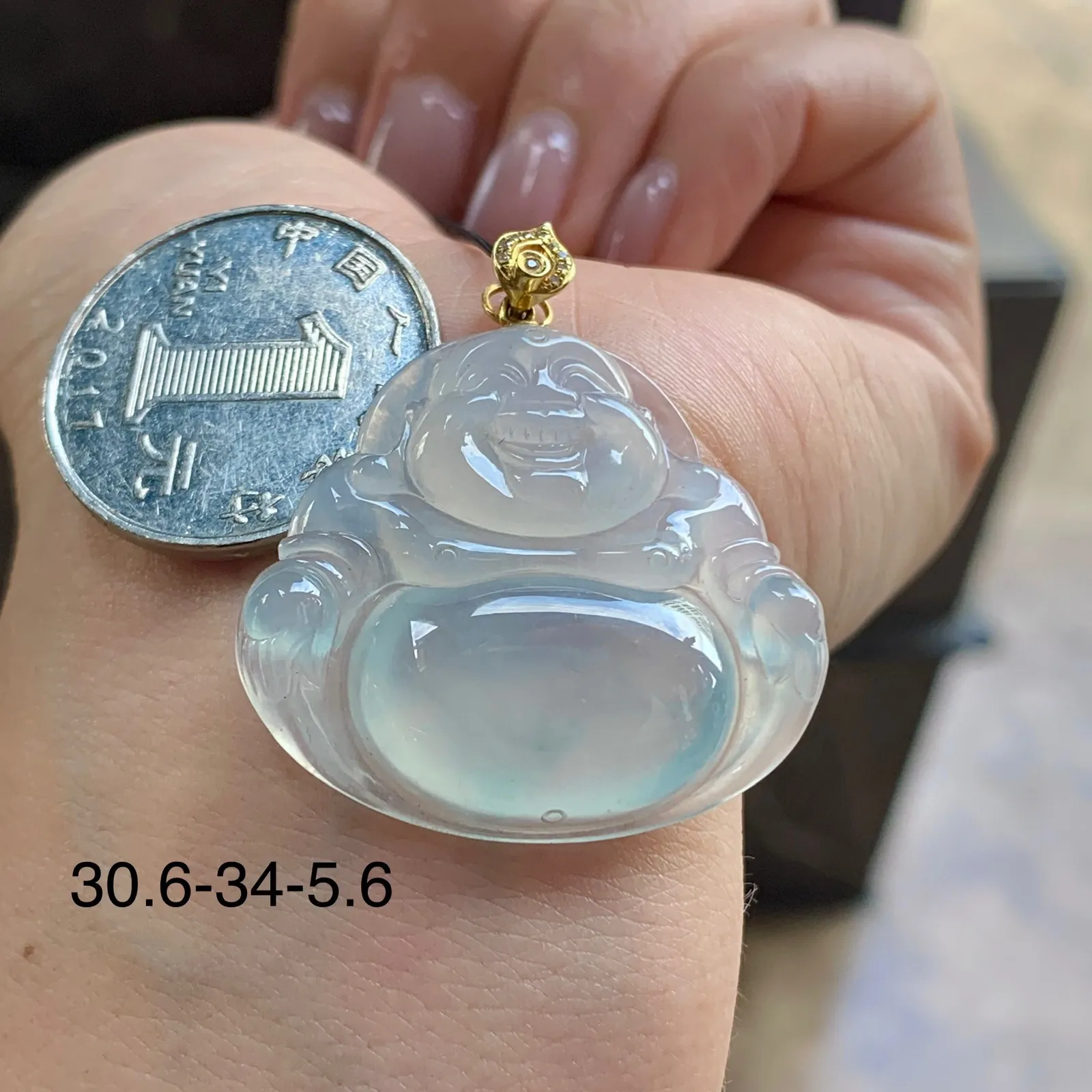 金扣冰蓝佛公^_^水润 冰透 清新