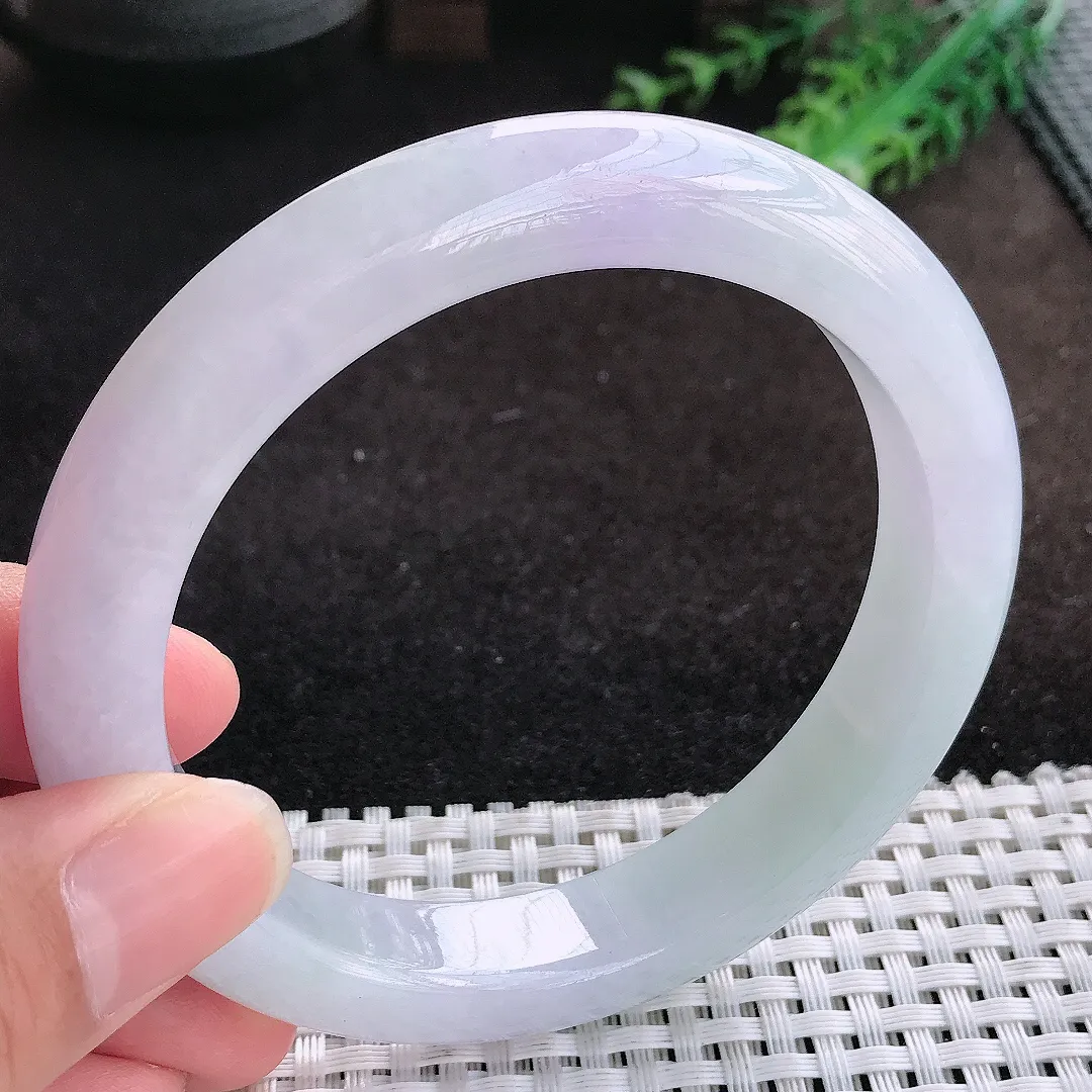 自然光62.5/12.1/9.6大圈口老坑冰润水灵紫罗兰大圈口手镯缅甸翡翠宽边玉镯手环