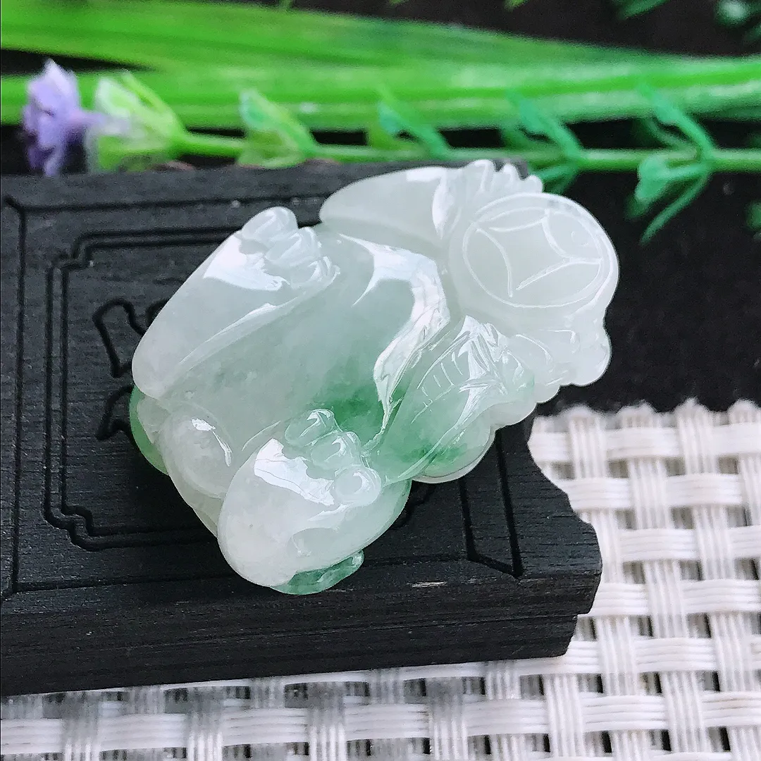 自然光32.5/20.8/11老坑冰润起胶飘绿貔貅吊坠天然翡翠玉坠挂件