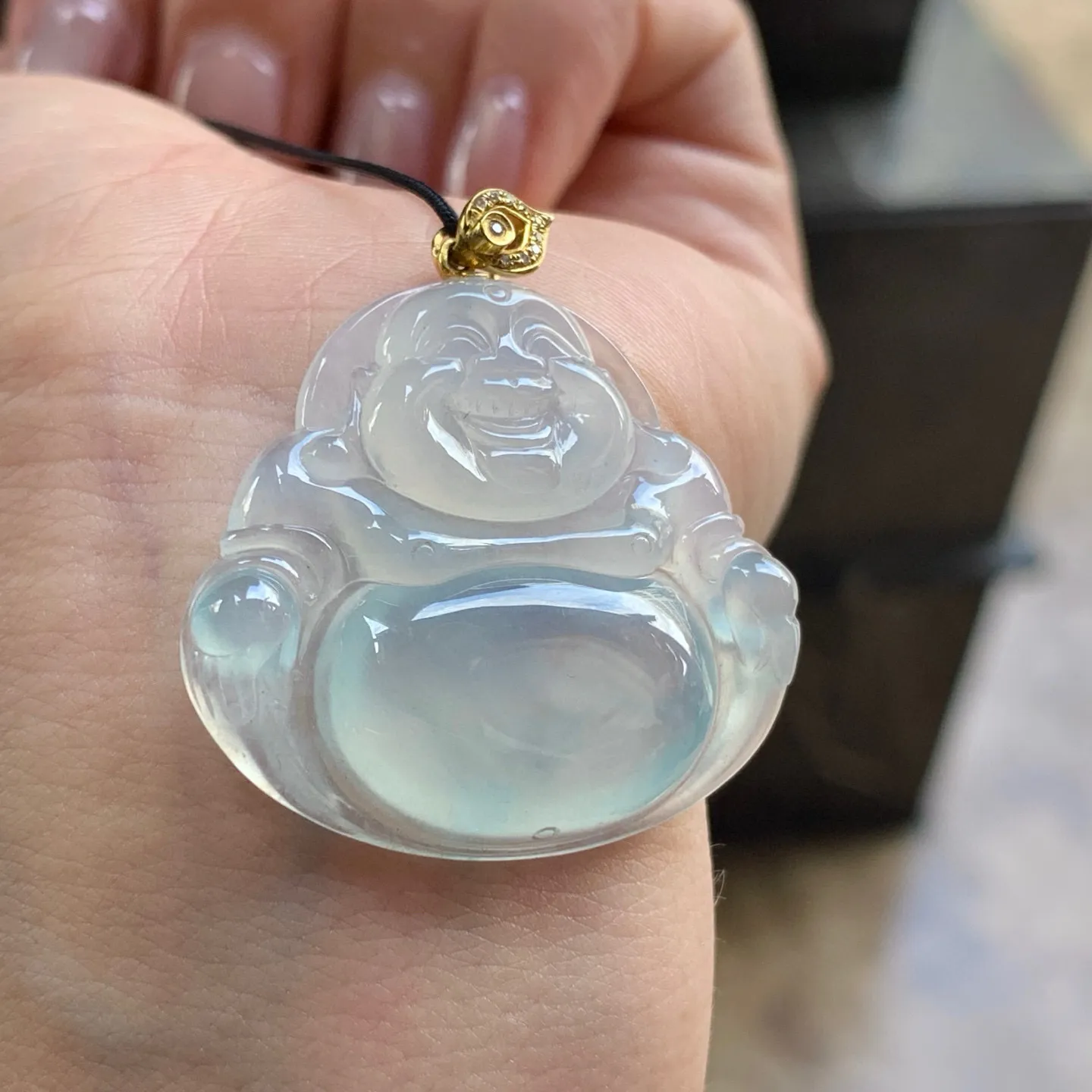 金扣冰蓝佛公^_^水润 冰透 清新
