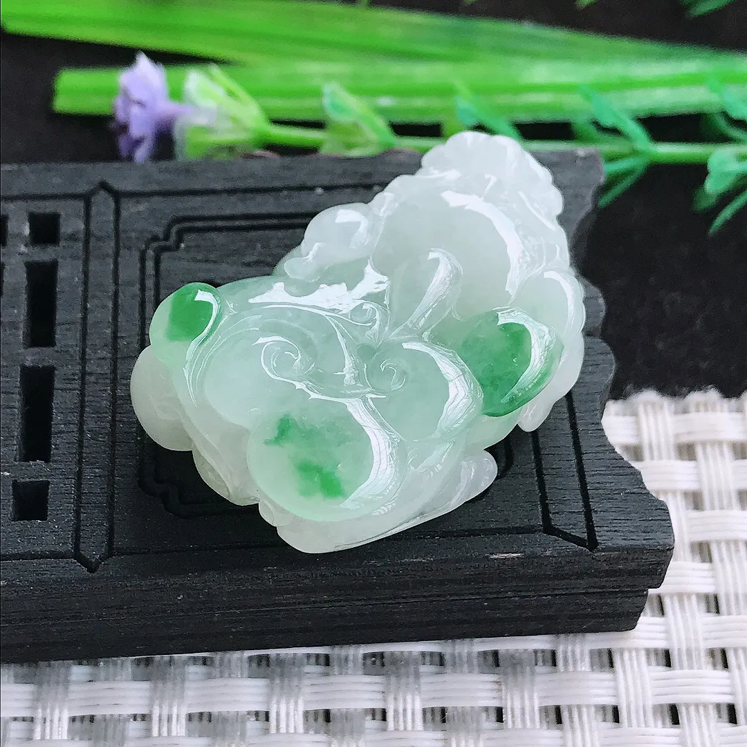 自然光32.5/20.8/11老坑冰润起胶飘绿貔貅吊坠天然翡翠玉坠挂件