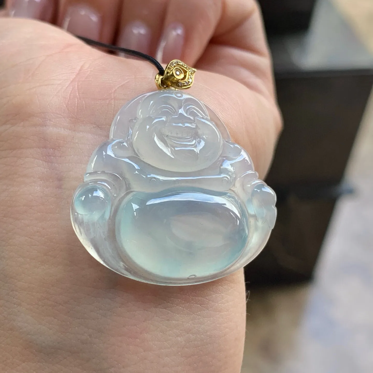 金扣冰蓝佛公^_^水润 冰透 清新