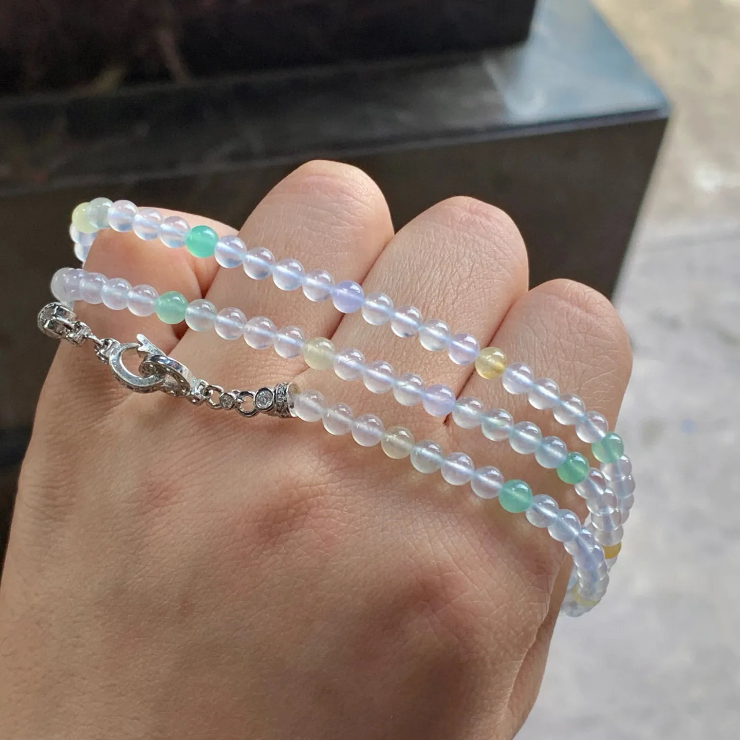 金扣冰蓝佛公^_^水润 冰透 清新