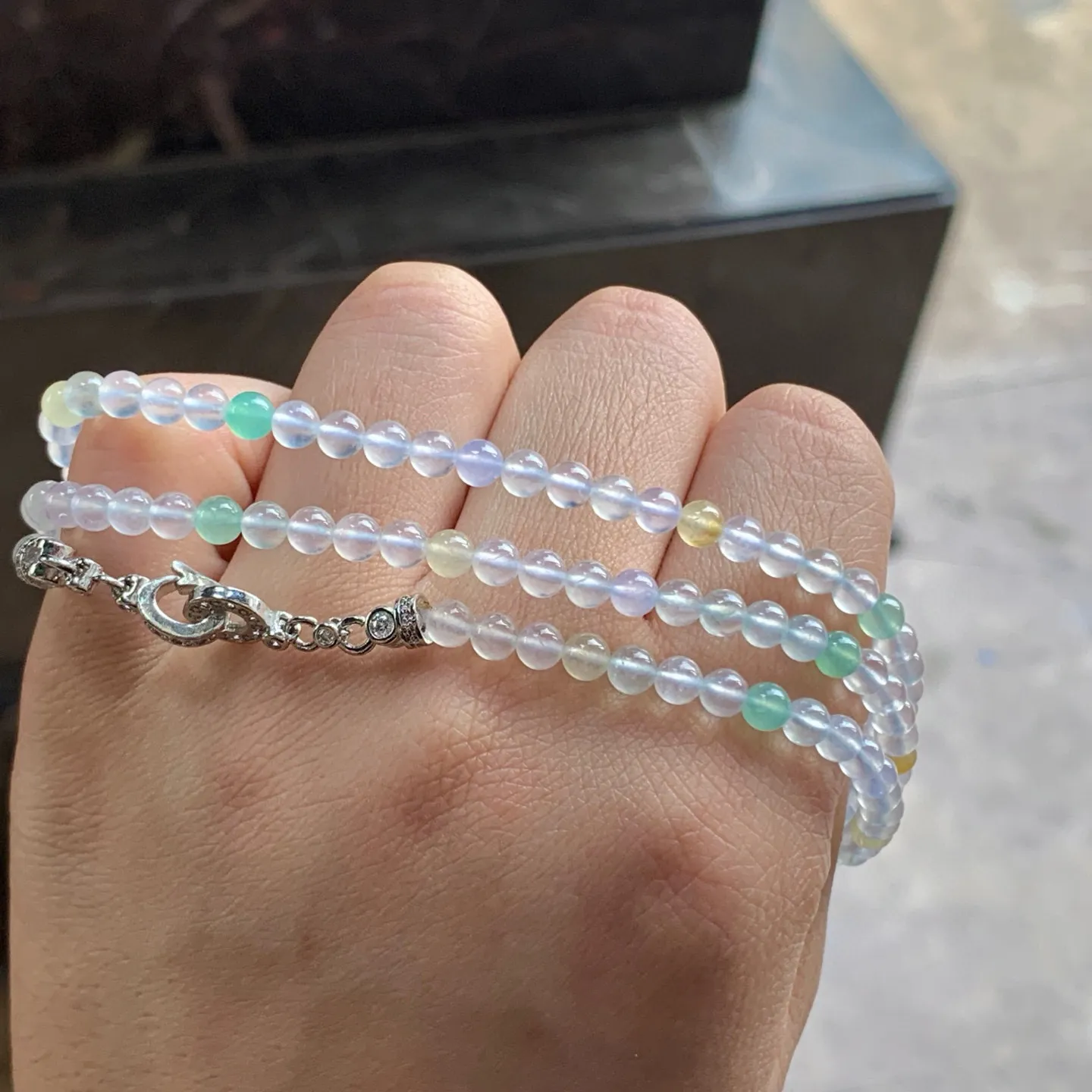 金扣冰蓝佛公^_^水润 冰透 清新