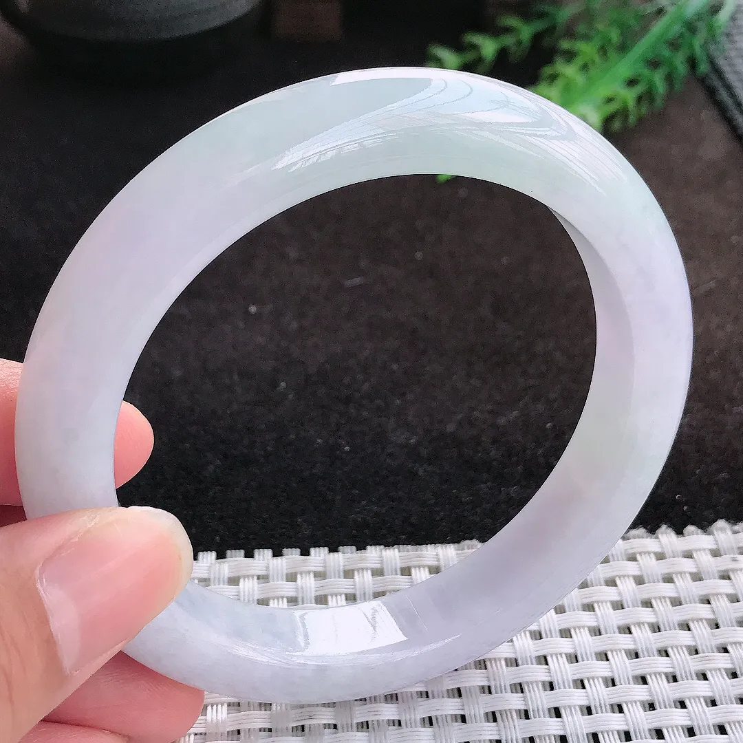 自然光62.5/12.1/9.6大圈口老坑冰润水灵紫罗兰大圈口手镯缅甸翡翠宽边玉镯手环