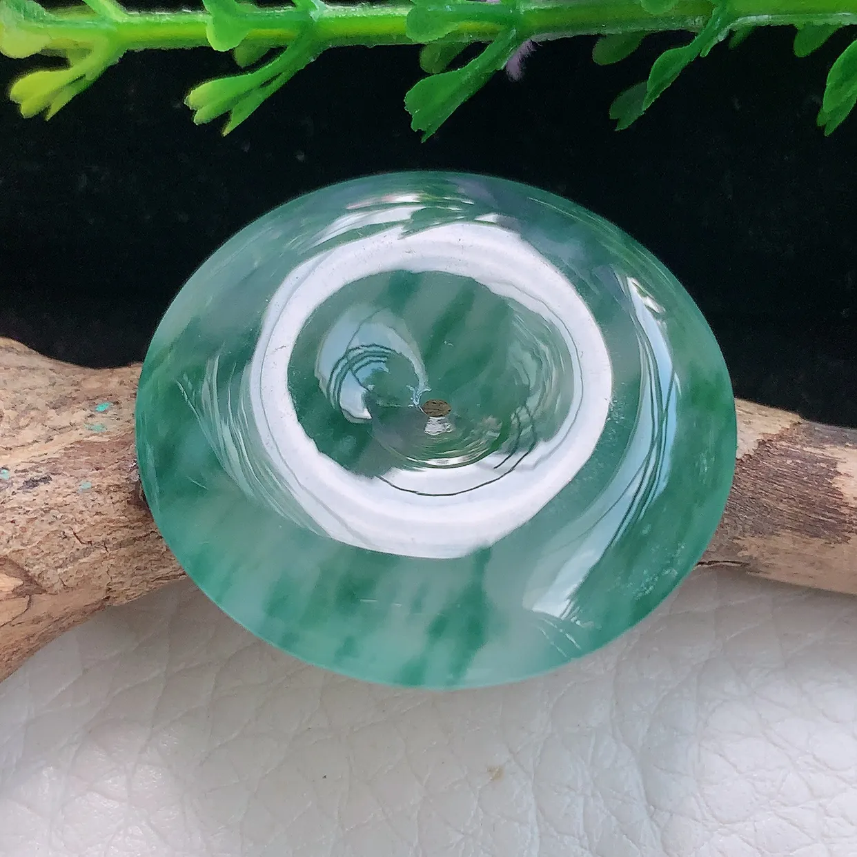 zzx实拍31*5.5缅甸翡翠精雕冰飘花平安扣 玉扣玉吊坠 玉挂件