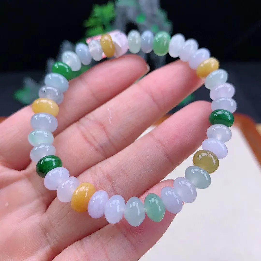 缅甸天然翡翠A货 老坑料起胶冰种 多宝算盘珠手串 手链  尺寸：取一 7.8mm  y 22.43