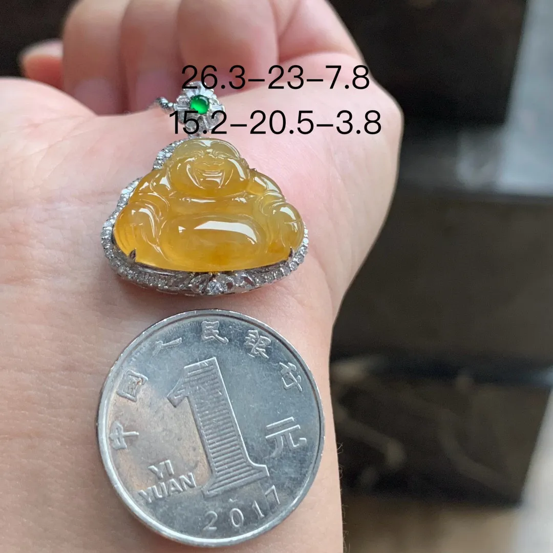 金镶钻·冰黄翡佛公吊坠