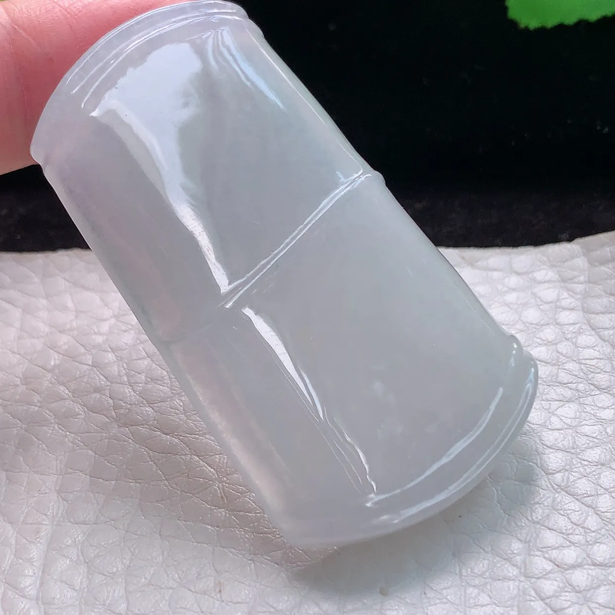 zzx实拍54.2*30.8*7.2缅甸翡翠精雕冰纯胸有成竹 竹节玉吊坠 玉挂件