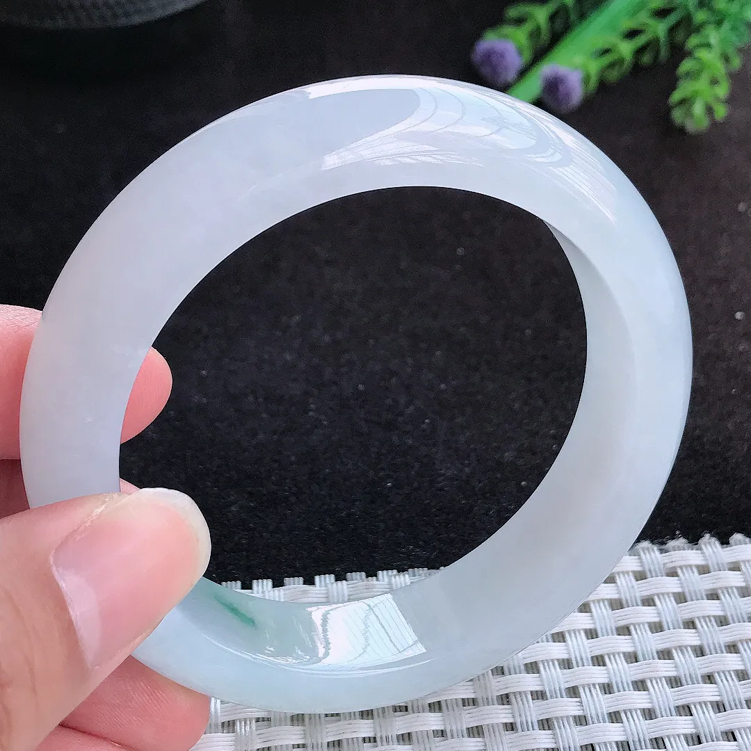 自然光56.5/14.5/9.3老坑冰胶果冻冰飘花手镯宽边翡翠轮胎镯