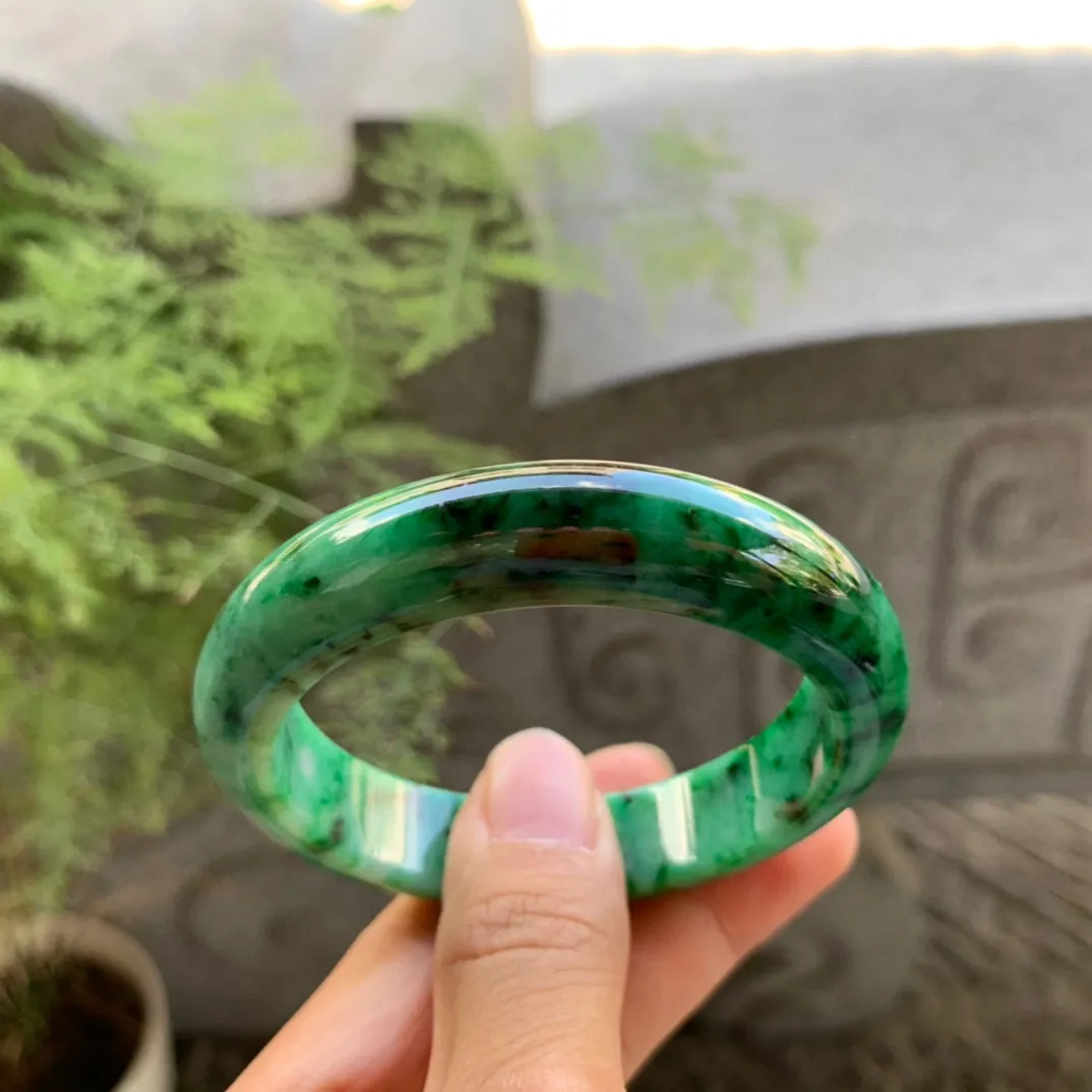 小圈口 53-12.6-8.3  【满绿正圈手镯】正圈53 54可戴