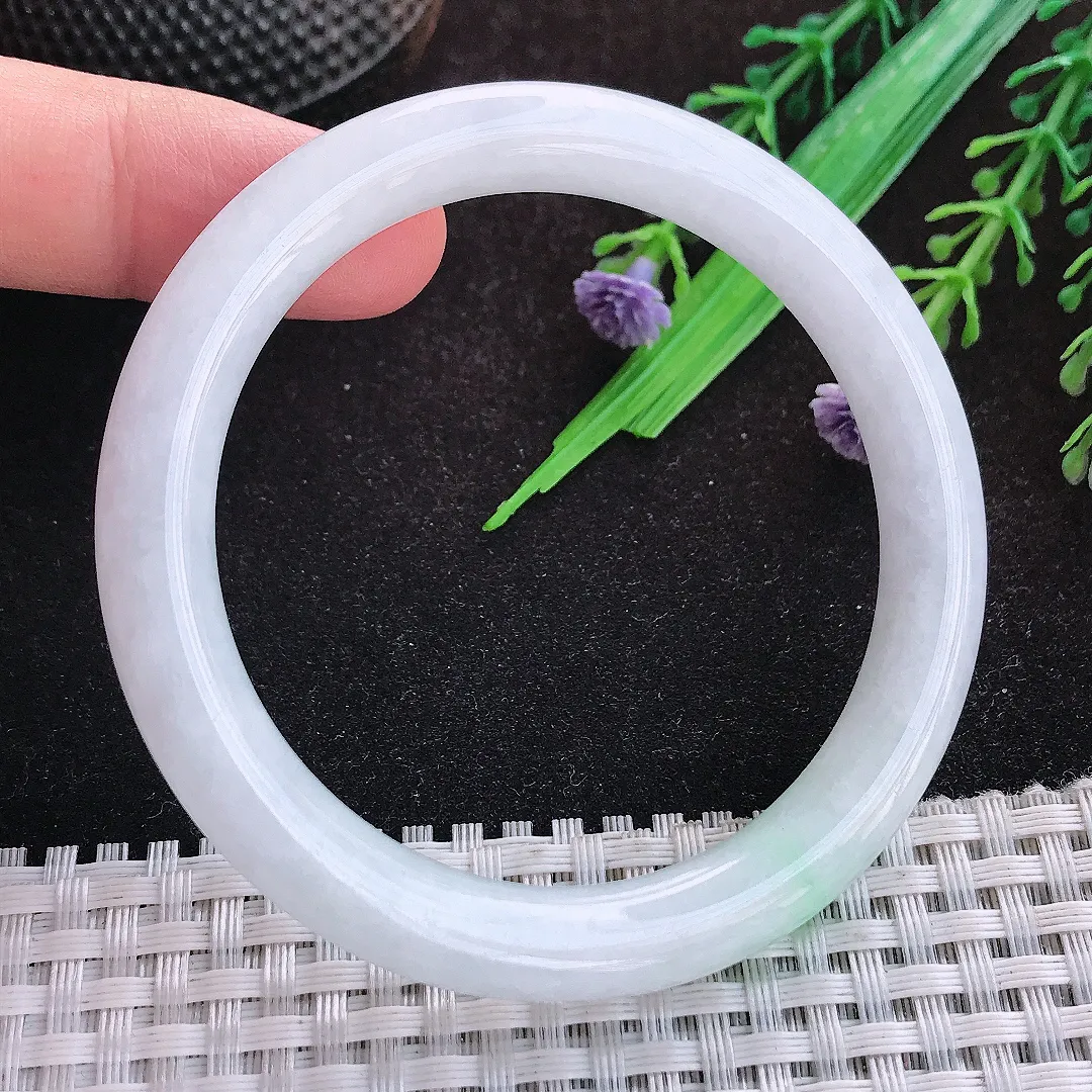 自然光54/8.3/8.5老坑秀气冰润圆条手镯宽边翡翠玉镯美人镯