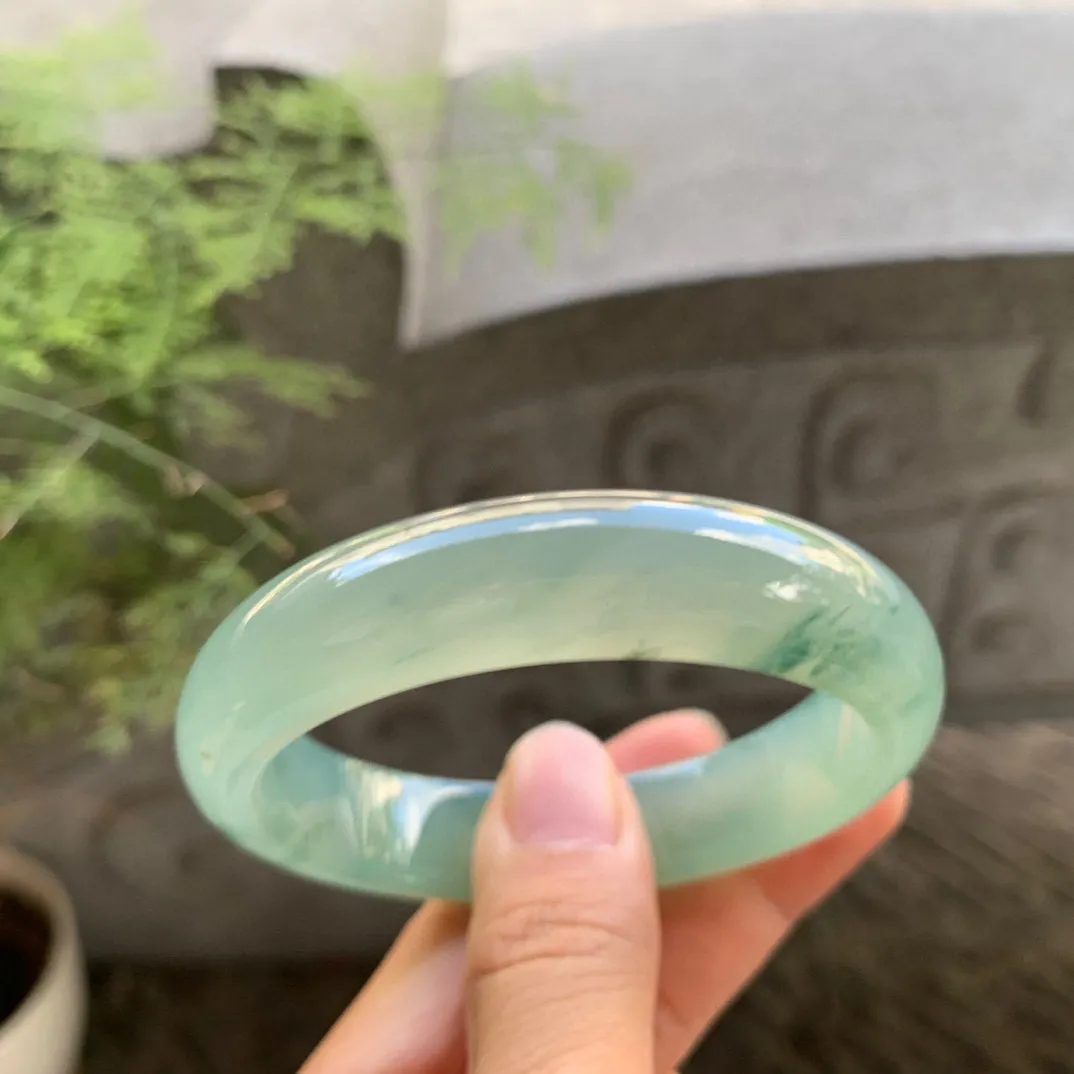 圈口55-13.2-8 【冰芙蓉飘花正圈手镯】正圈55 56可戴