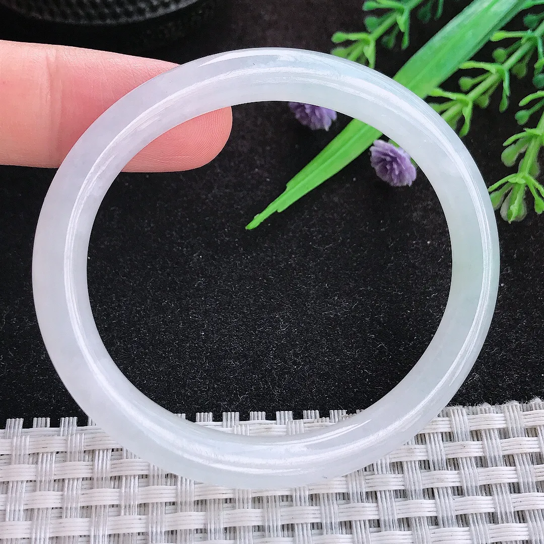 自然光54.5/48/7.1/7.3老坑冰胶通透贵妃手镯宽边翡翠玉镯美人镯