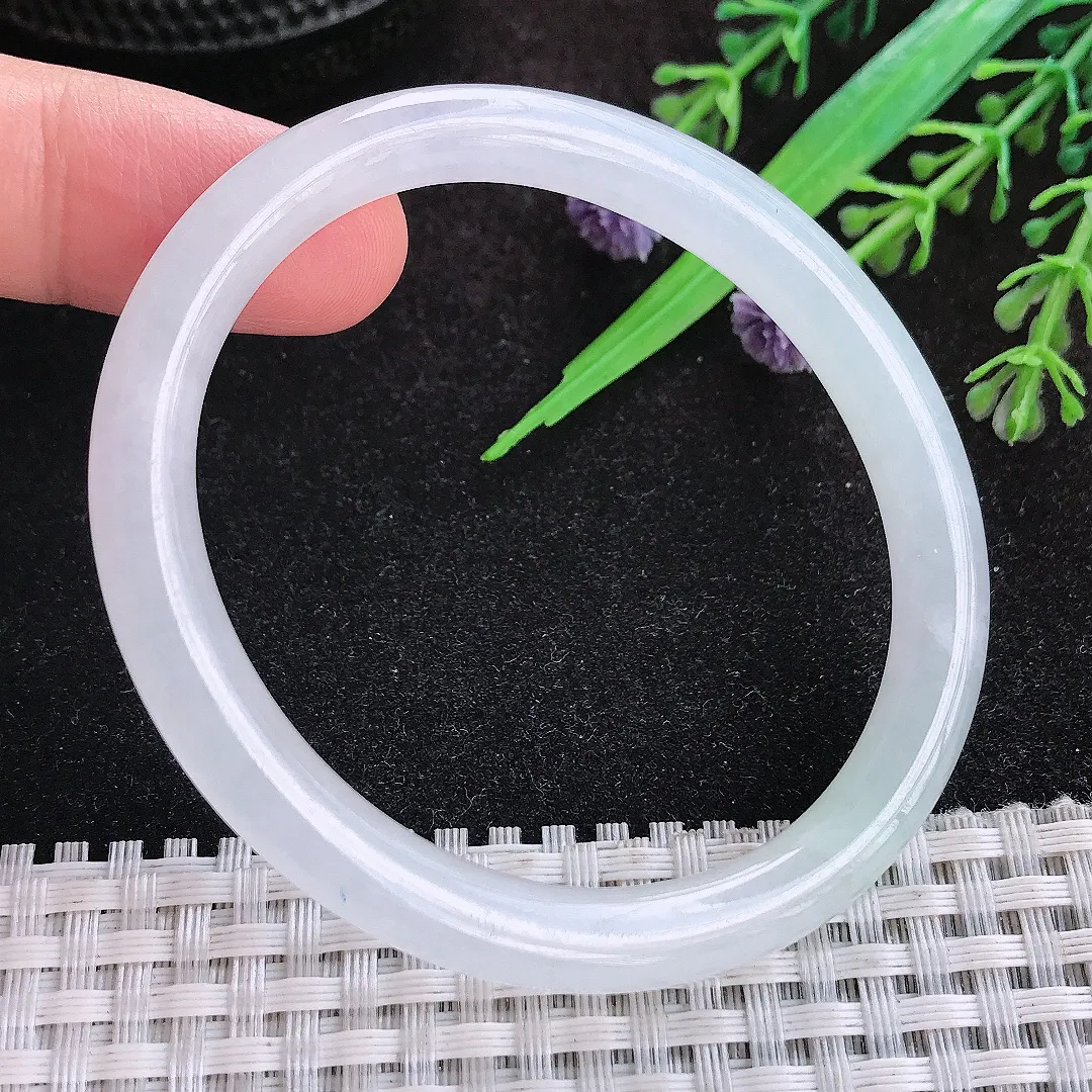 自然光54.5/48/7.1/7.3老坑冰胶通透贵妃手镯宽边翡翠玉镯美人镯
