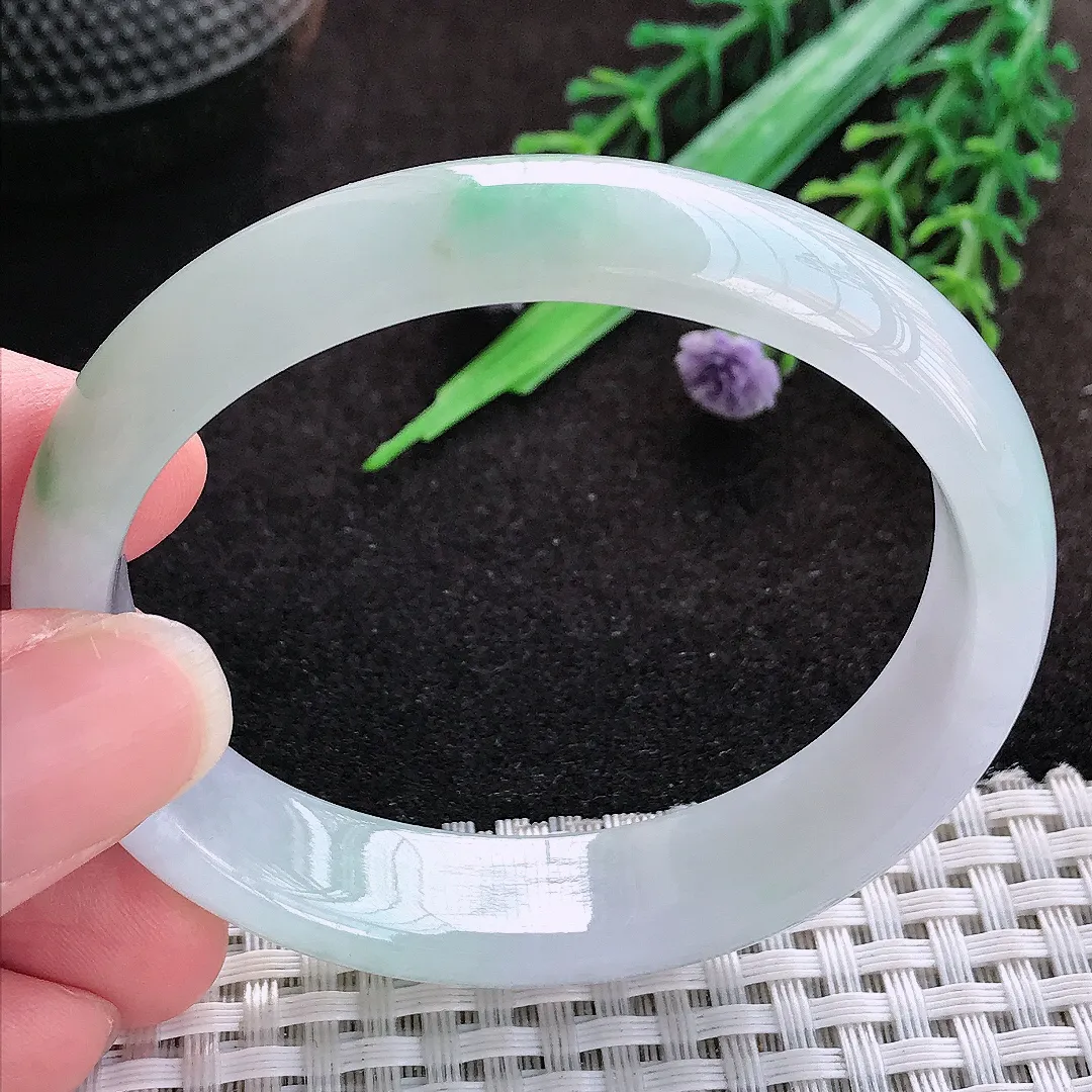 自然光54/49/12.8/6.2老坑冰胶水灵贵妃手镯宽边翡翠玉镯美人镯