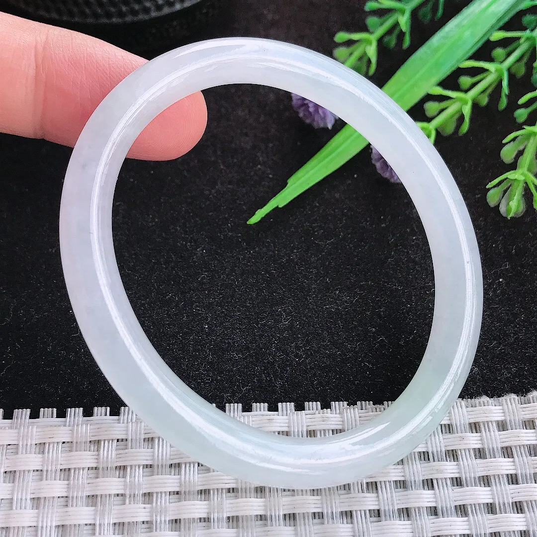 自然光54.5/48/7.1/7.3老坑冰胶通透贵妃手镯宽边翡翠玉镯美人镯