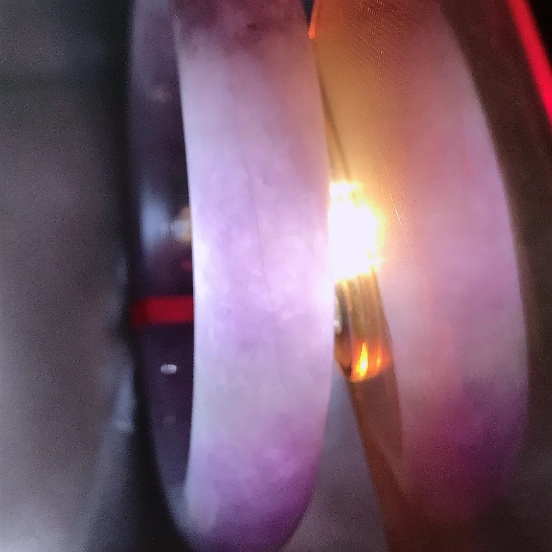 自然光61.5/13.5/9.5老坑精美温润大圈口浓艳紫罗兰手镯宽边翡翠玉镯美人镯