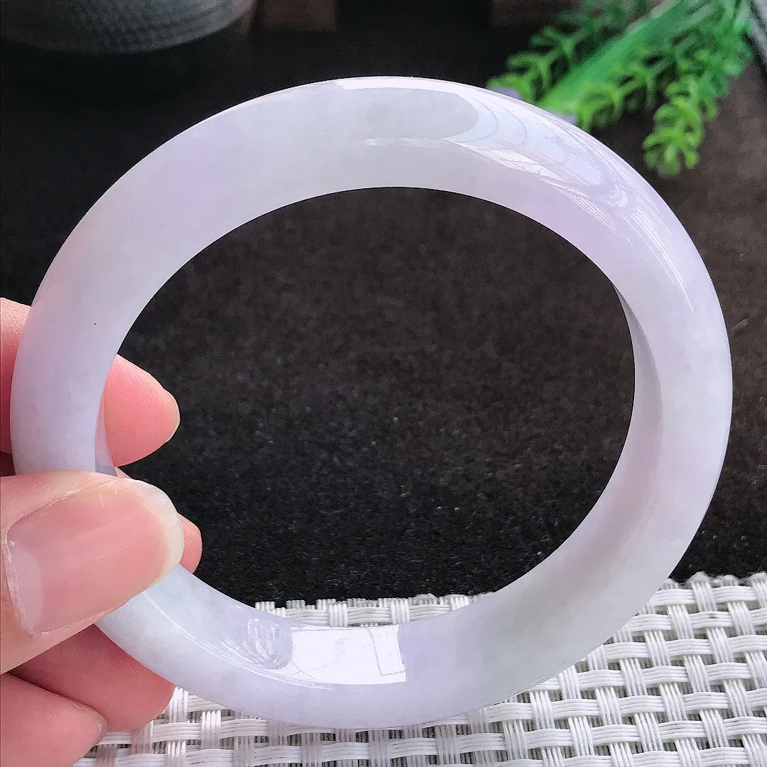 自然光61/13/9.5老坑秀气冰润紫罗兰大圈口手镯宽边翡翠玉镯美人镯