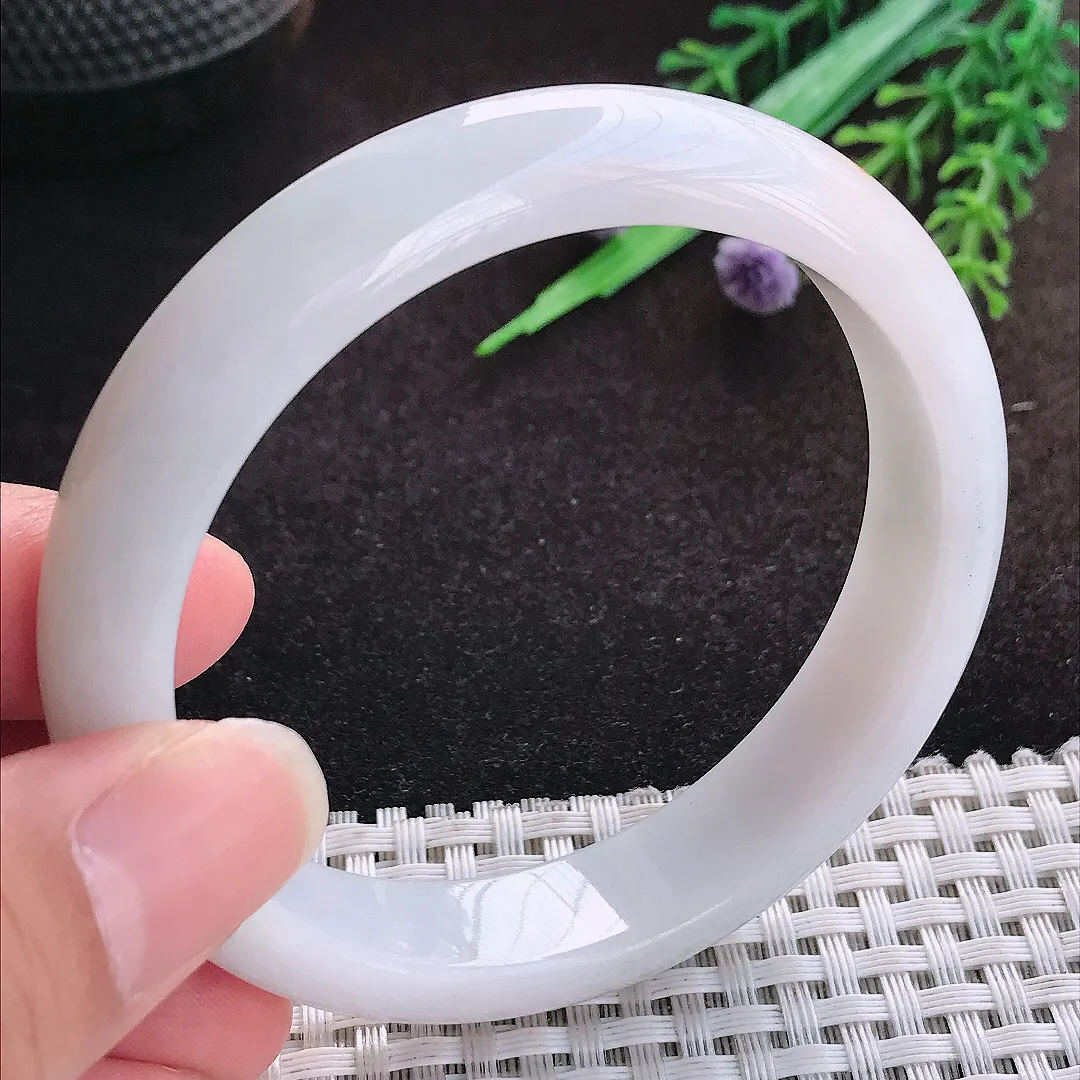 自然光57/12.5/8老坑精美冰润洒金飘黄翡手镯宽边翡翠玉镯美人镯