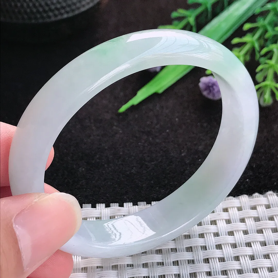 自然光54/49/12.8/6.2老坑冰胶水灵贵妃手镯宽边翡翠玉镯美人镯