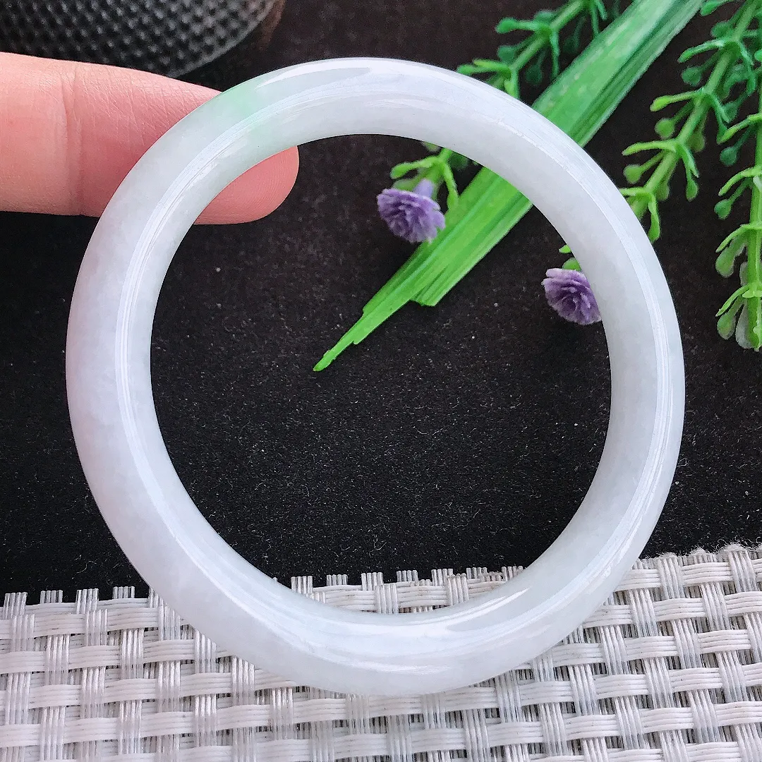 自然光54/8.3/8.5老坑秀气冰润圆条手镯宽边翡翠玉镯美人镯