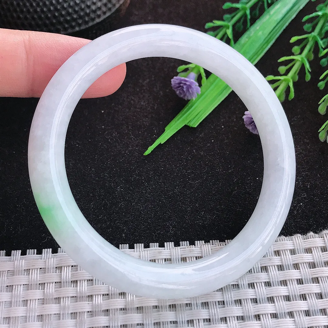 自然光54/8.3/8.5老坑秀气冰润圆条手镯宽边翡翠玉镯美人镯
