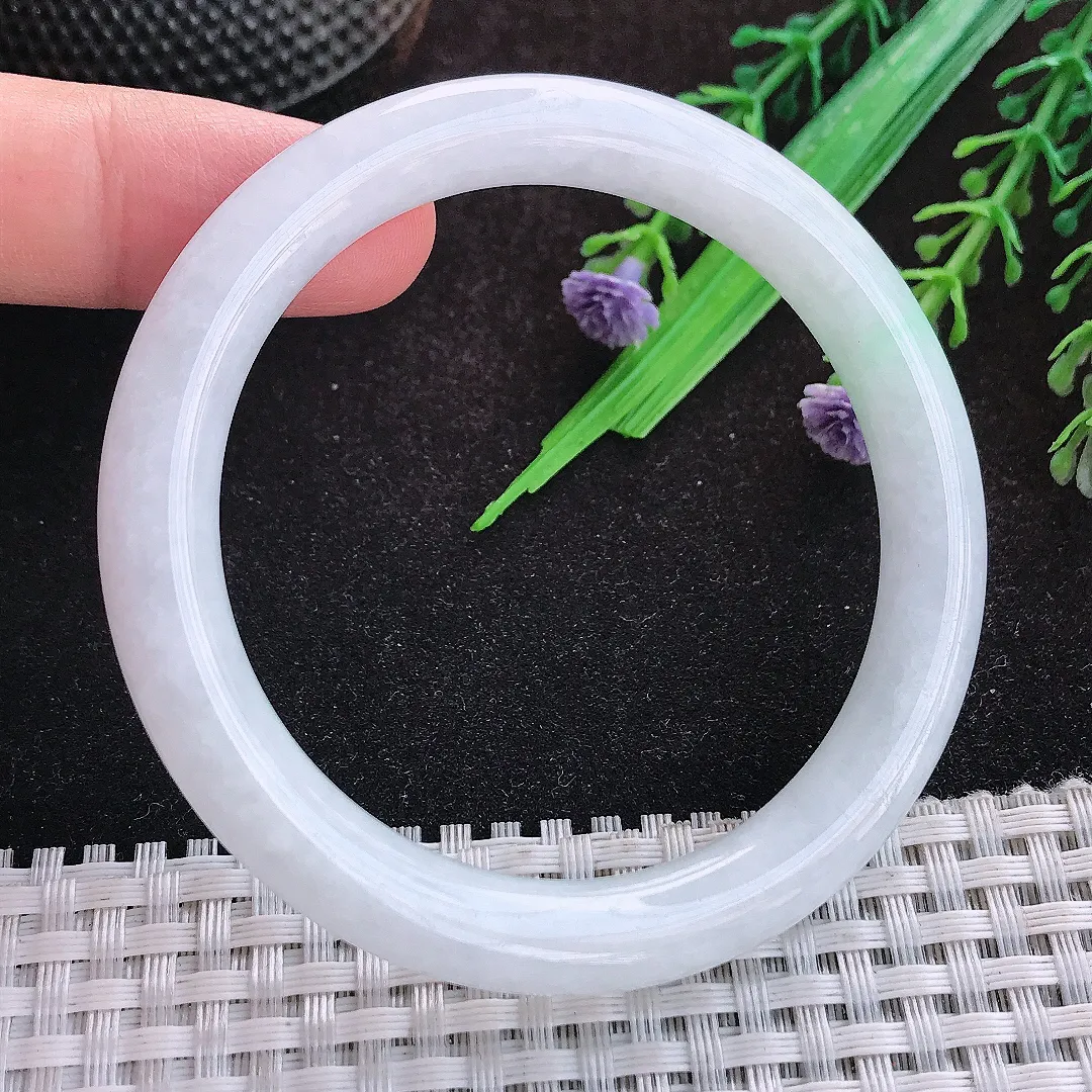 自然光54/8.3/8.5老坑秀气冰润圆条手镯宽边翡翠玉镯美人镯