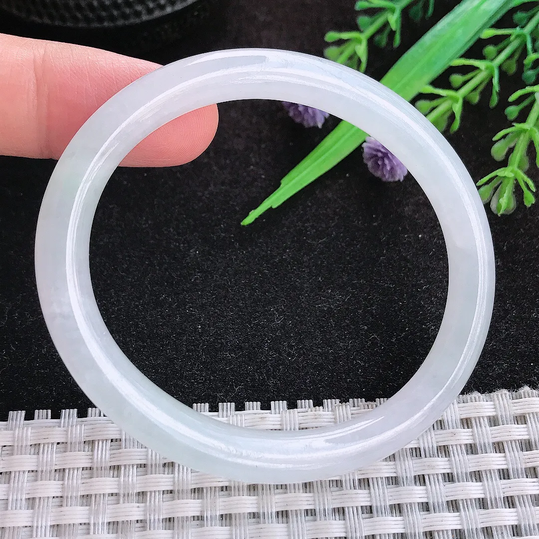 自然光54.5/48/7.1/7.3老坑冰胶通透贵妃手镯宽边翡翠玉镯美人镯