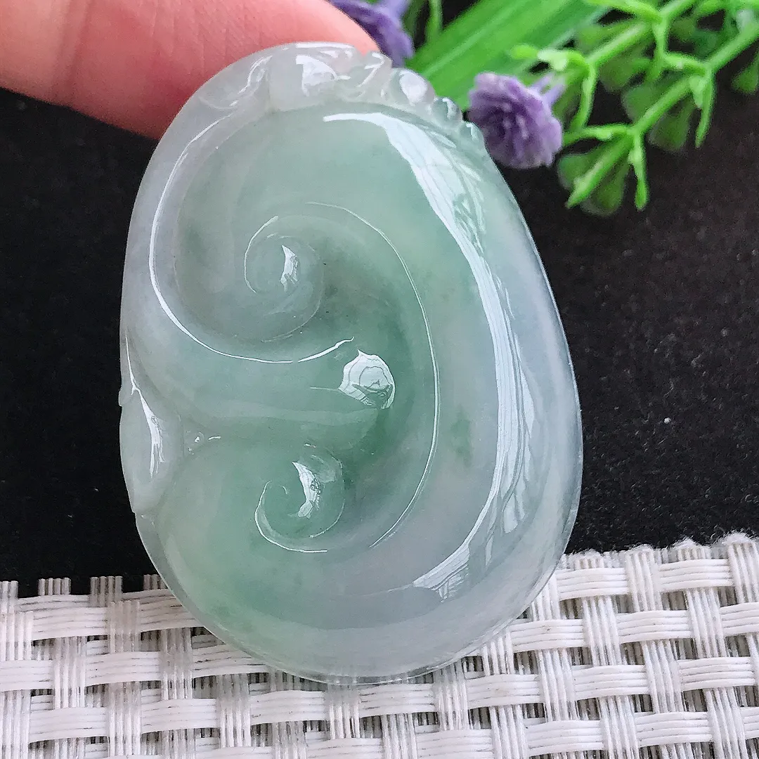自然光50/36/7.3老坑冰胶水灵冰晴大如意吊坠天然翡翠玉坠挂件