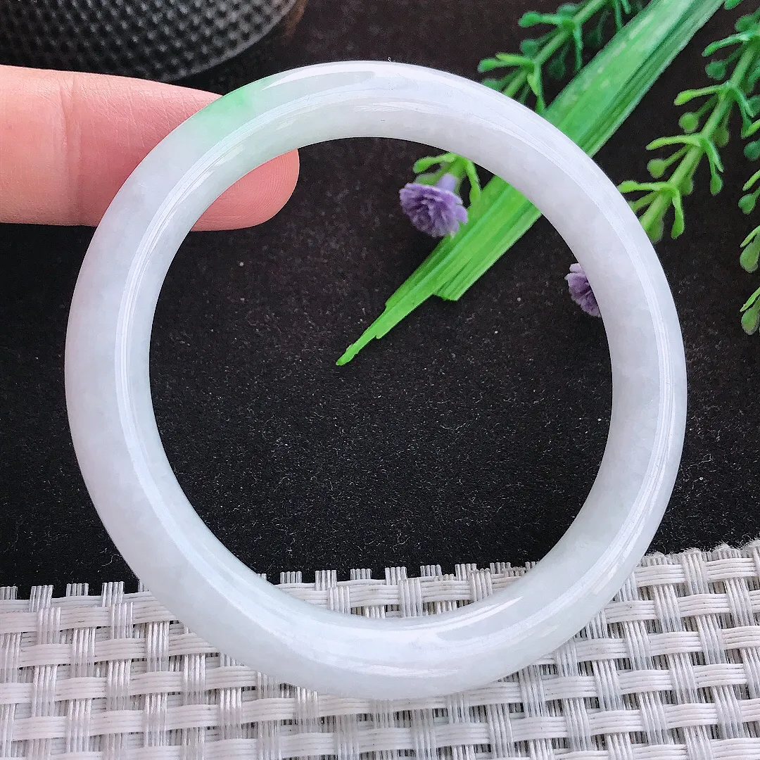自然光54/8.3/8.5老坑秀气冰润圆条手镯宽边翡翠玉镯美人镯