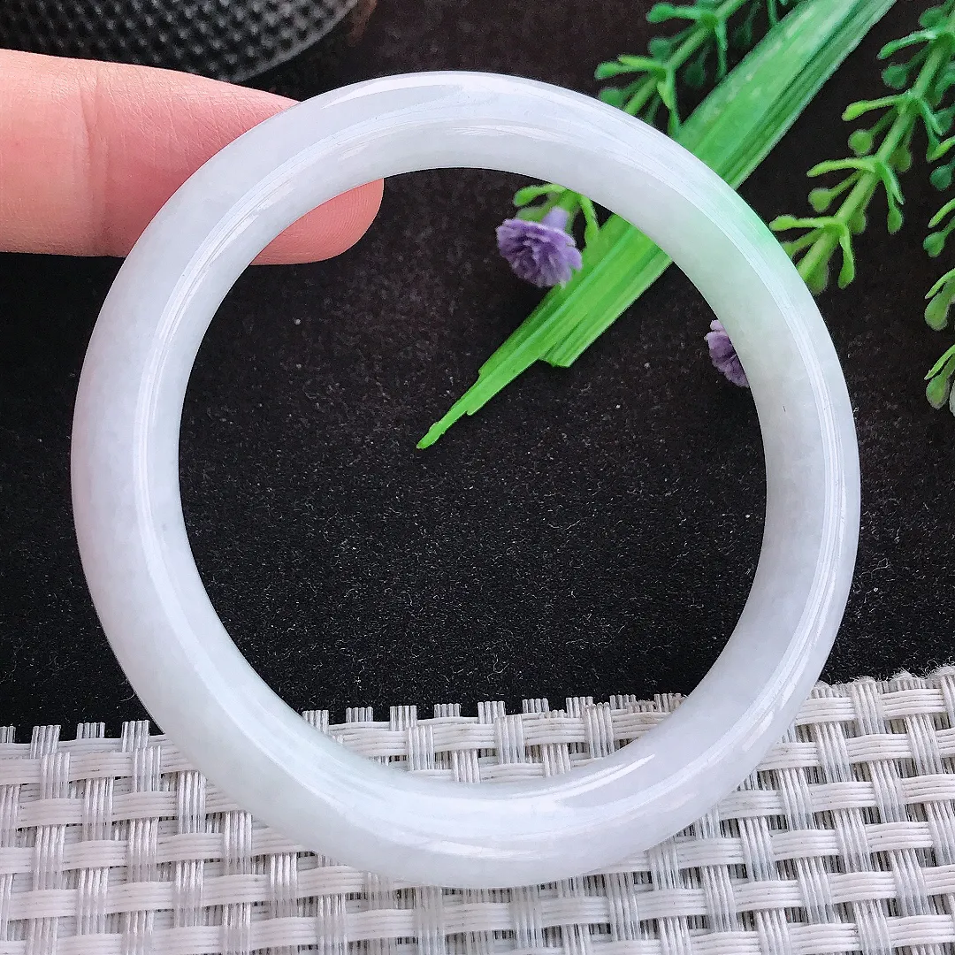 自然光54/8.3/8.5老坑秀气冰润圆条手镯宽边翡翠玉镯美人镯